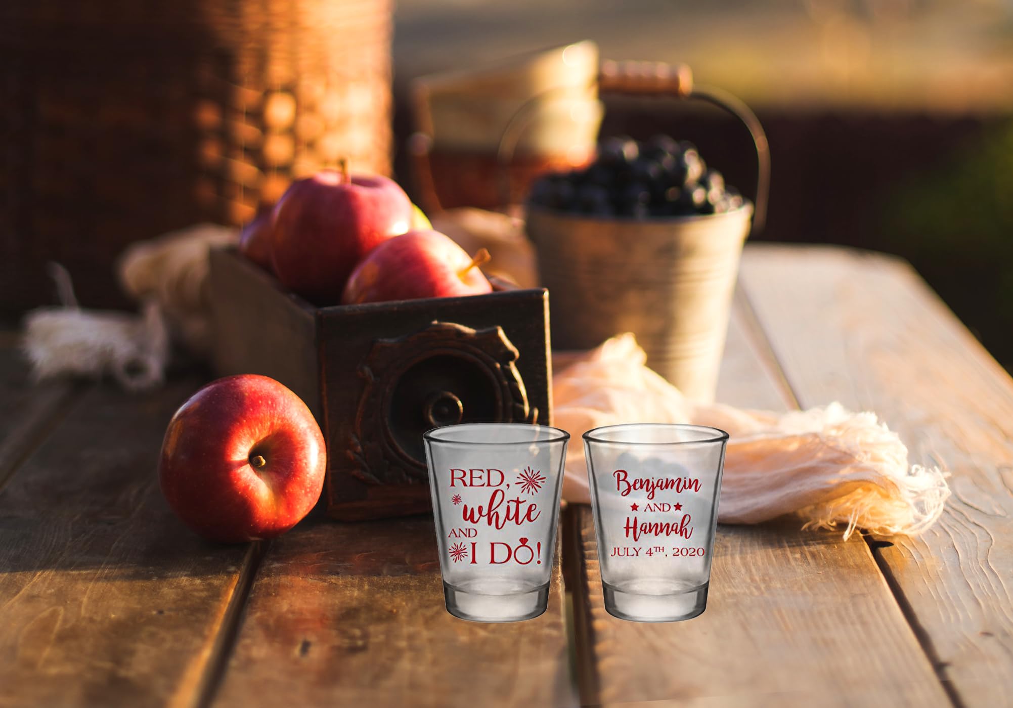 Personalized Patriotic Wedding Shot Glasses - Bulk 4th of July Wedding Favors, Red White & I Do - Perfect for Independence Day Celebrations, Bridal Showers & Themed Weddings