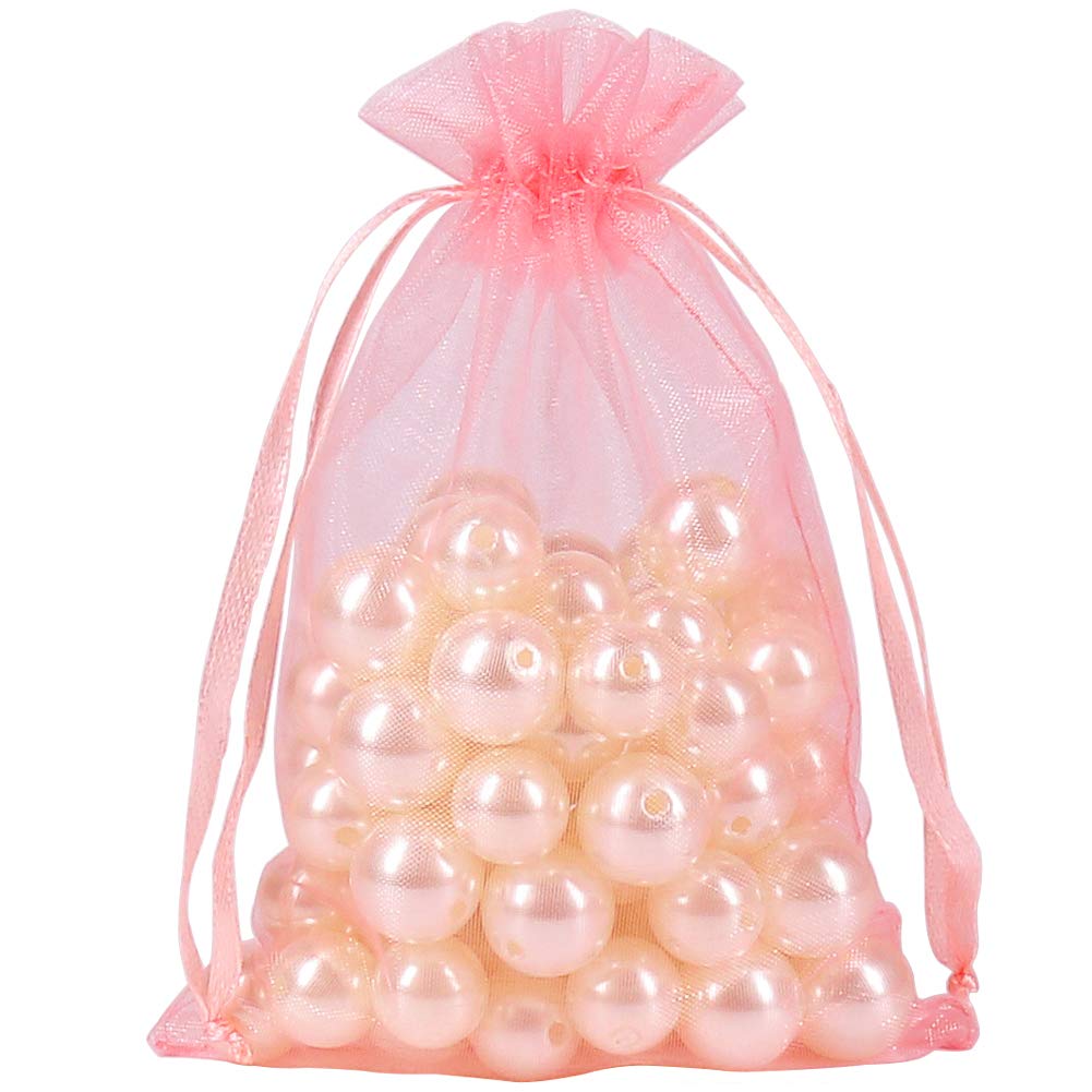 YQL 4x6 Inch Organza Gift Bags - 100PCS Blush Pink Mesh Favor Bags for Jewelry, Wedding Favors, Party Decor & Fruit Protection | Elegant Valentine's Day Gift Packaging