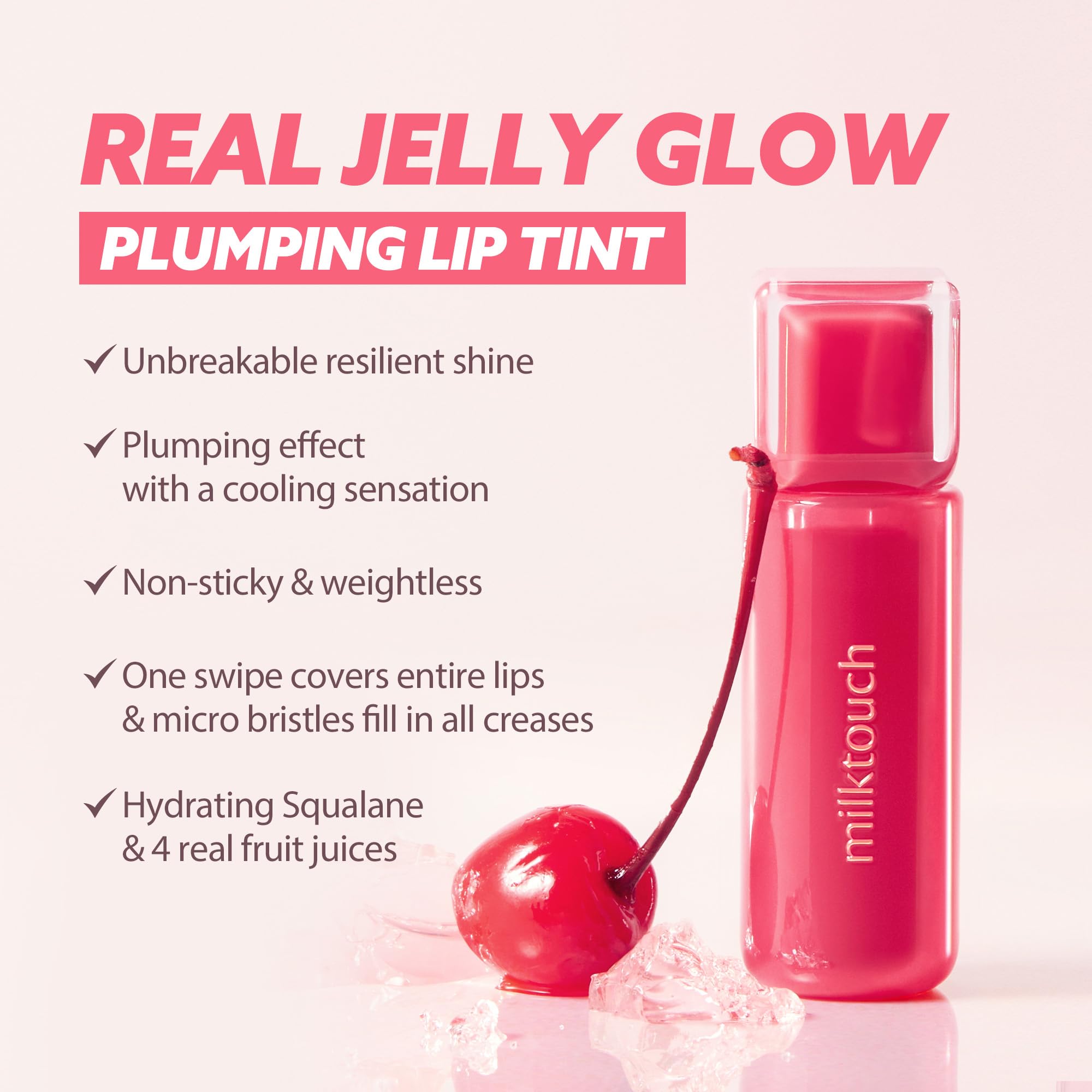MILKTOUCH Jelly Fit Glow Lip Tint - Hydrating Lip Gloss with Long-Lasting Moisture & Vibrant Color Stain | Lightweight Non-Sticky Formula | Radiant Shine Korean Lip Tint (09 Pine Mauve, 4ml) | Perfect for Daily Wear, Date Night & Makeup Looks