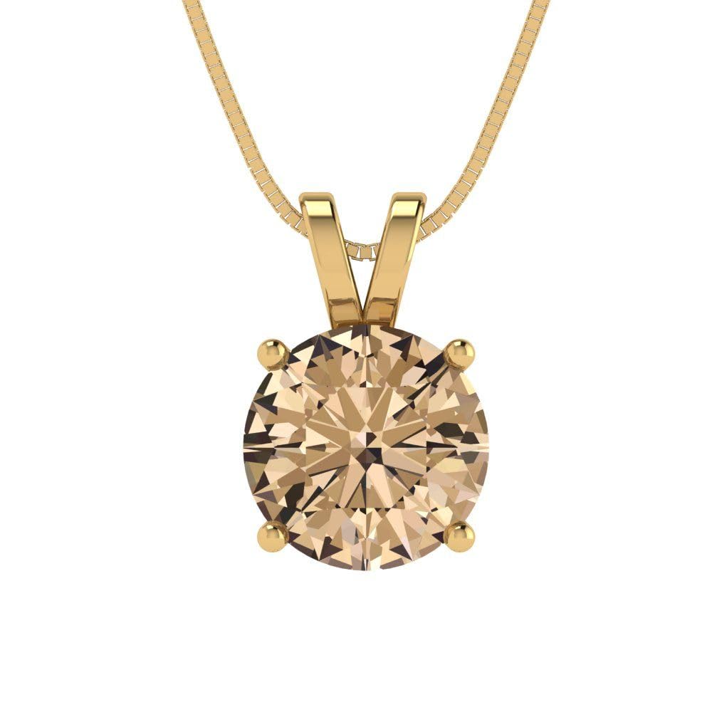 2.50ct Yellow Moissanite Pendant Necklace - 14k Gold Chain for Gifts & Parties