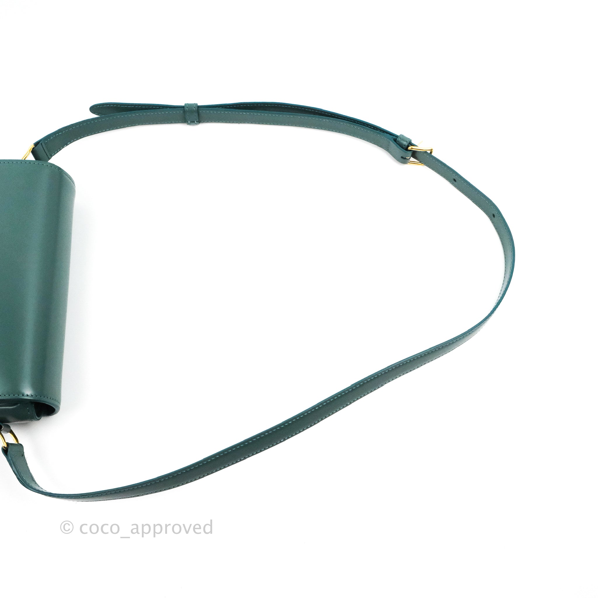 Celine Teen Triomphe Bag in Shiny Calfskin - Green Smoke Color | Luxury Crossbody Purse for Women | Perfect for Date Night & Evening Events
