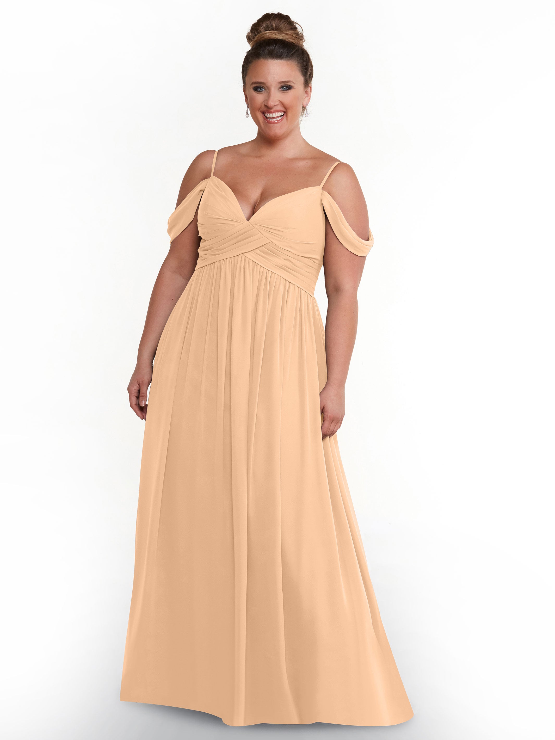 Elegant Off-the-Shoulder Chiffon Bridesmaid Dress with Spaghetti Straps - Perfect for Weddings, Formal Events & Special Occasions