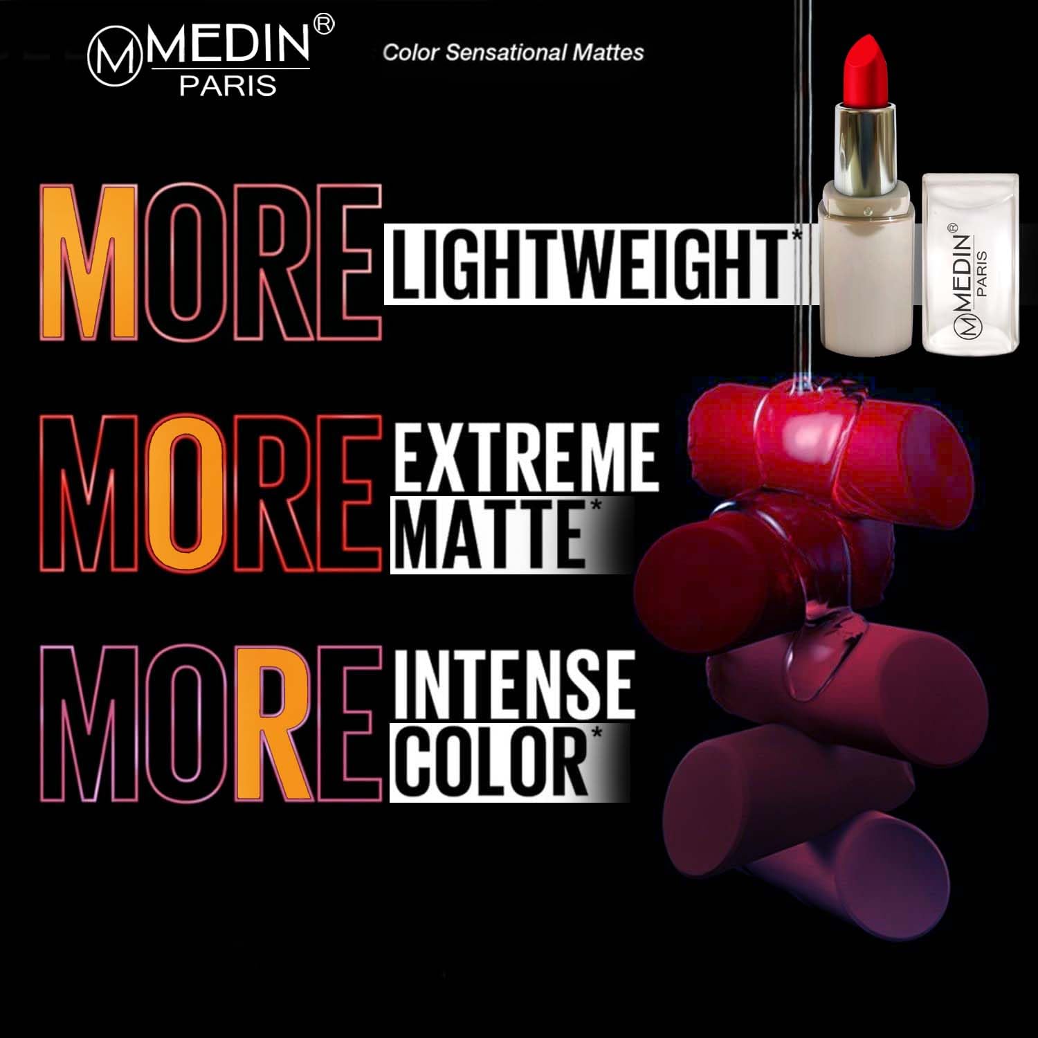 Medin Paris Matte Lipstick Set of 2 - Long Lasting, Highly Pigmented Lipstick Combo (Hot Chocolate & Purple Shades) for Everyday Wear, Date Night & Special Occasions