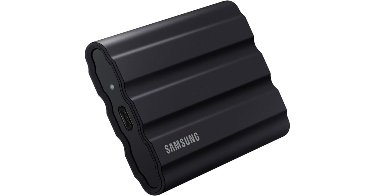 Samsung T7 Shield 1TB Portable SSD - USB 3.2 Gen 2 External Hard Drive with 1050MB/s Read & 1000MB/s Write Speeds - Shockproof & Water-Resistant Storage for Mac, PC, Smartphone (Black) - Perfect for Travel, Photography & Outdoor Adventures