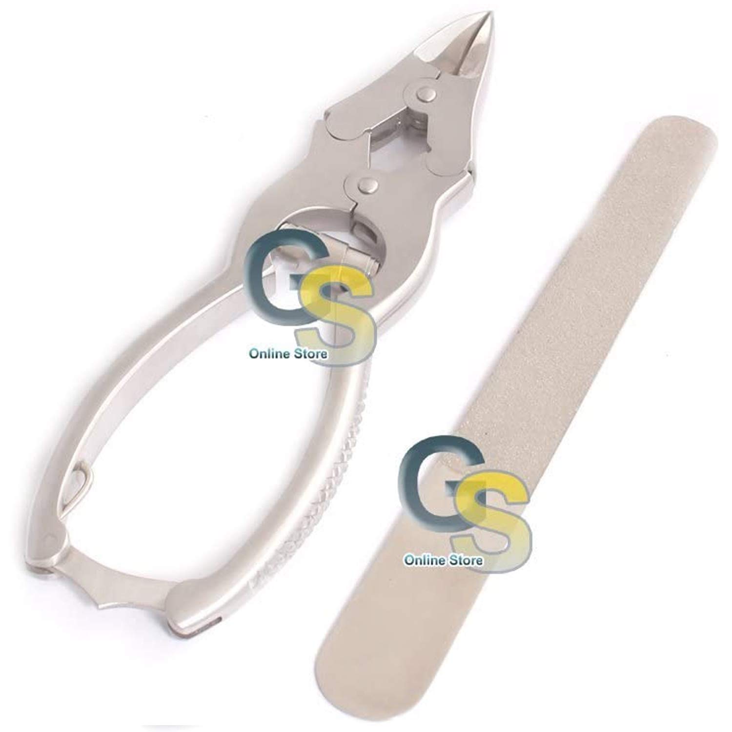 Premium G.S Double Action Nail Clippers - 15CM Cantilever Curved Blade for Professional Podiatry & Chiropody - Heavy Duty Stainless Steel Nail Trimmer for Thick Finger & Toe Nails - Ideal for Home, Salon, and Medical Use