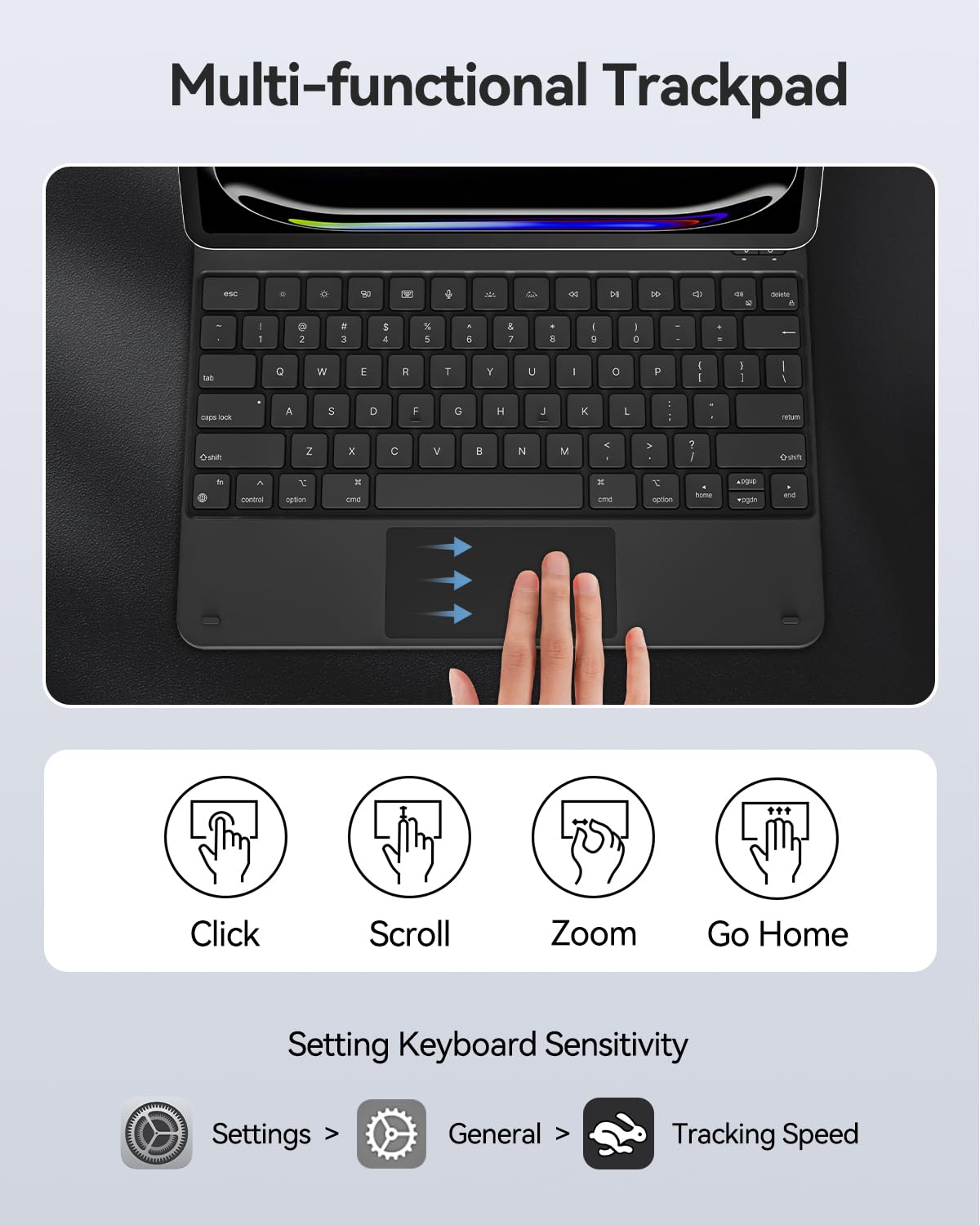 AUSDOM iPad Pro 13-inch Case 2024 with Backlit Keyboard | Wireless Magnetic Floating Keyboard Case with Multi-Touch Trackpad & Apple Pencil Holder | Compatible with iPad Pro 13-inch (M4, 2024) | Perfect for Work, Study & Travel | Black