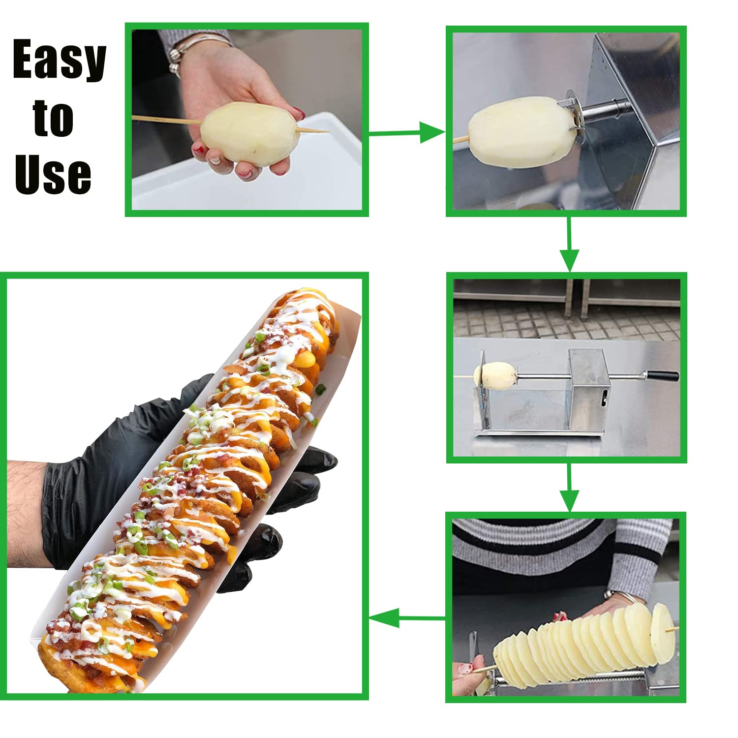 Tornado Potato Spiral Cutter - AIDOIT Manual Stainless Steel Potato Twister Slicer for Perfect Curly Fries | Kitchen Gadget for Snacks, Parties & Food Stalls