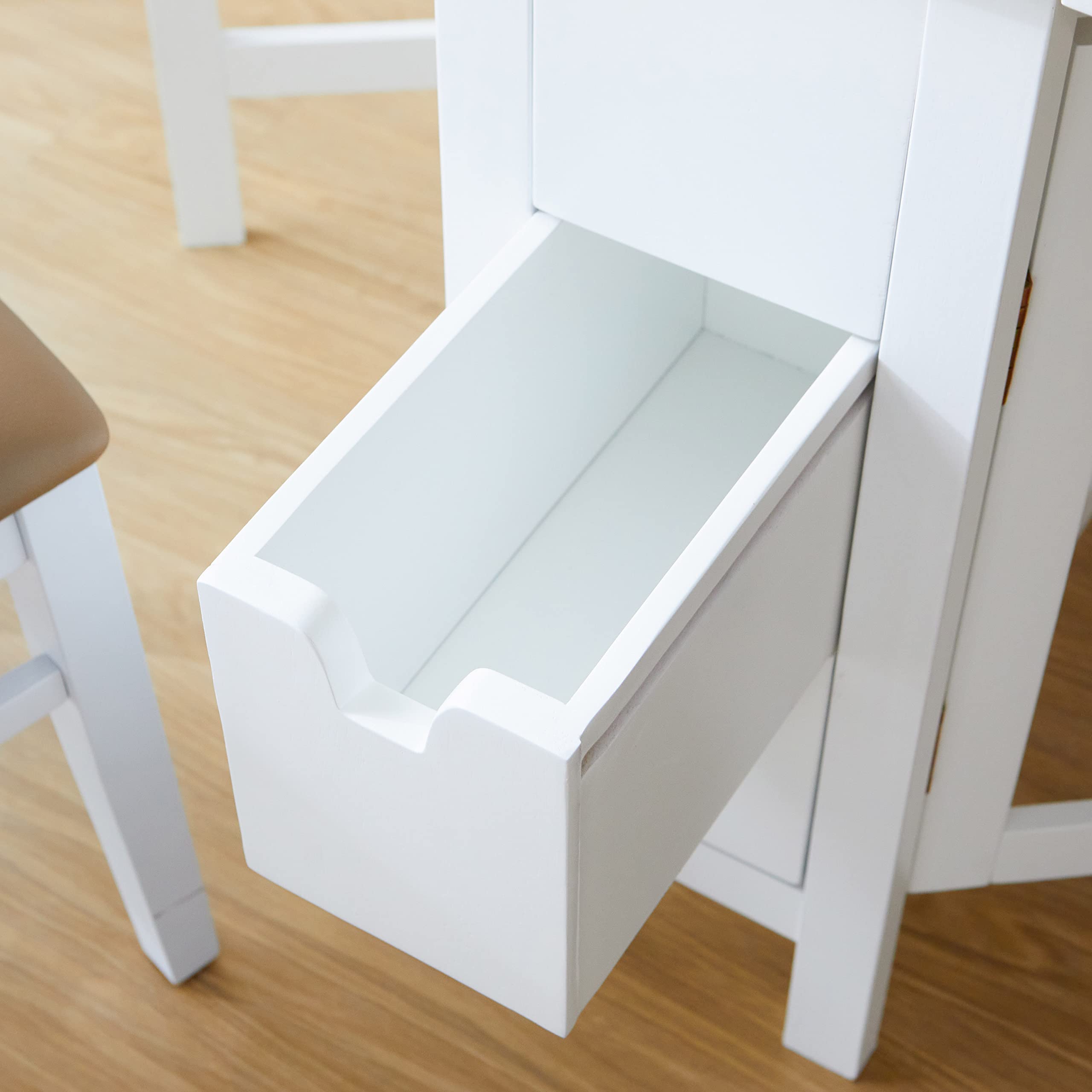 Livinia Wings Gate-Leg Solid Hardwood Expandable Dining Table - Space Saving Drop Leaf Kitchen Table with 6 Drawers (White, Fully Assembled) | Perfect for Small Apartments, Breakfast Nooks & Cozy Dining Spaces