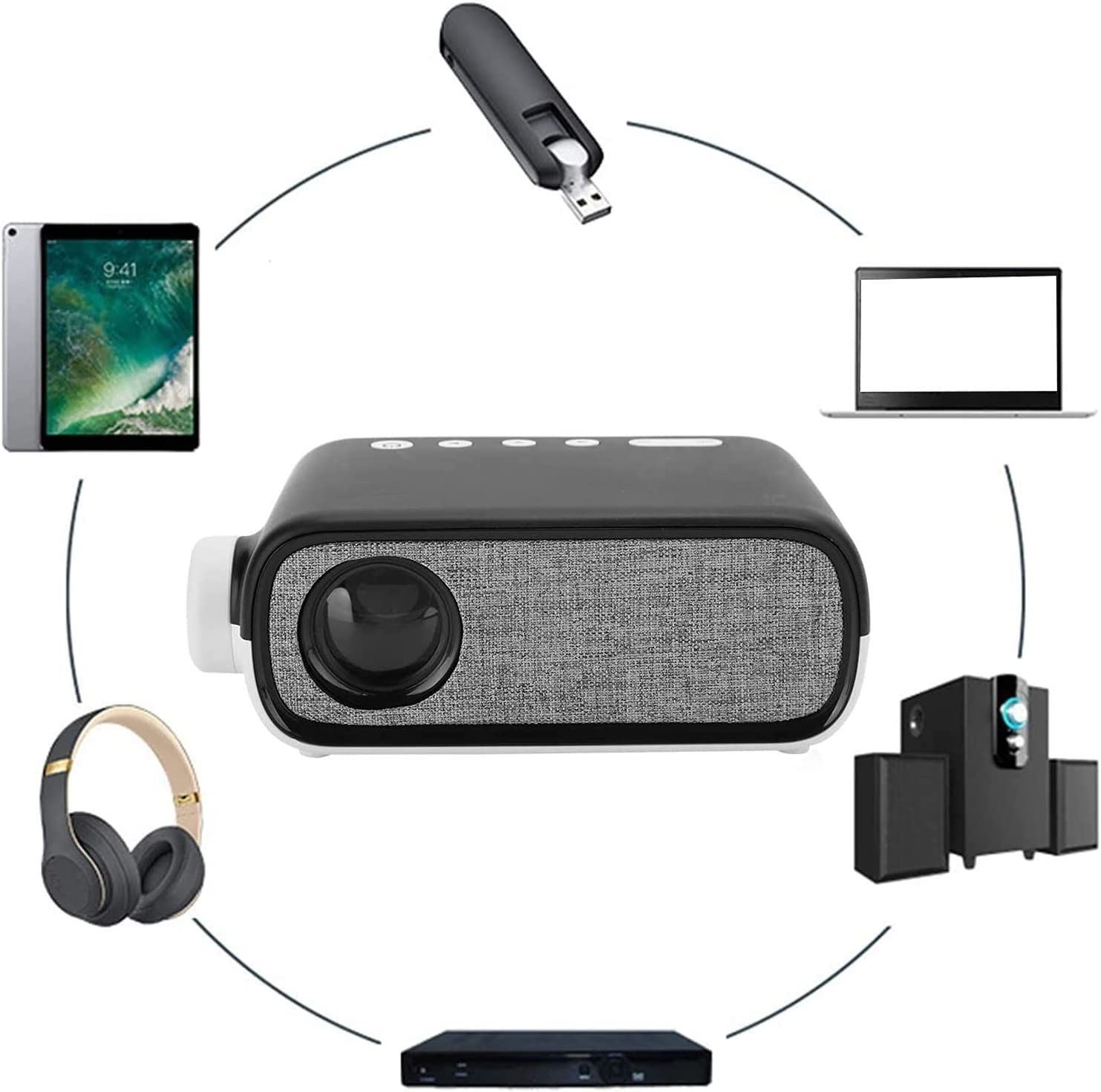 Mini LED Projector - Portable HD Video Projector for Home Theater, Movies & Gaming | Compatible with Laptop, HDMI, USB, TV & AV | Includes Remote Control | Perfect for Bedroom, Camping & Outdoor Movie Nights
