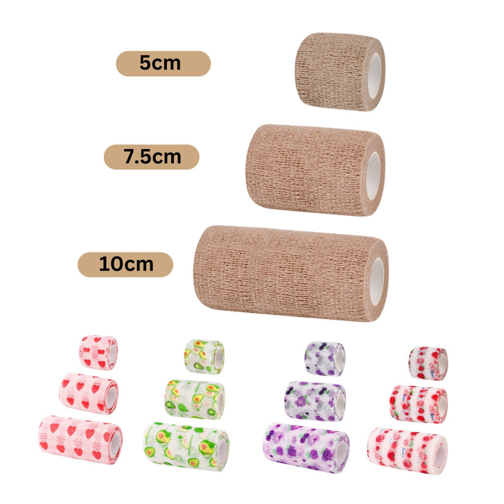 **Self-Adhesive Pet Bandage Wrap - 5cm, 7.5cm, 10cm Elastic Medical Tape for Dog & Cat Wound Care, Foot Protection & Injury Recovery - Ideal for Post-Surgery, Sprains & First Aid**