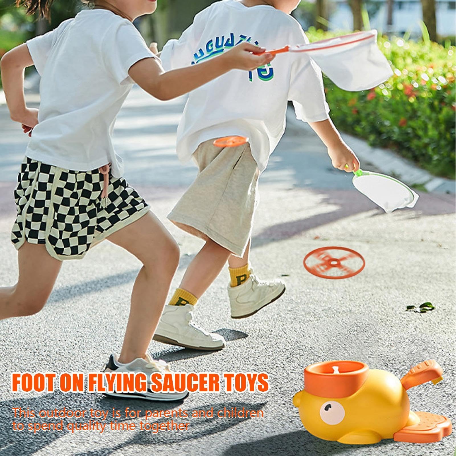 **Duck Design Flying Disc Launcher Toy Set - Step-on Flying Saucer Launcher for Kids Ages 3-8 | Outdoor Play, Learning & Fun for Boys & Girls | Perfect for Backyard, Park & Beach Activities**
