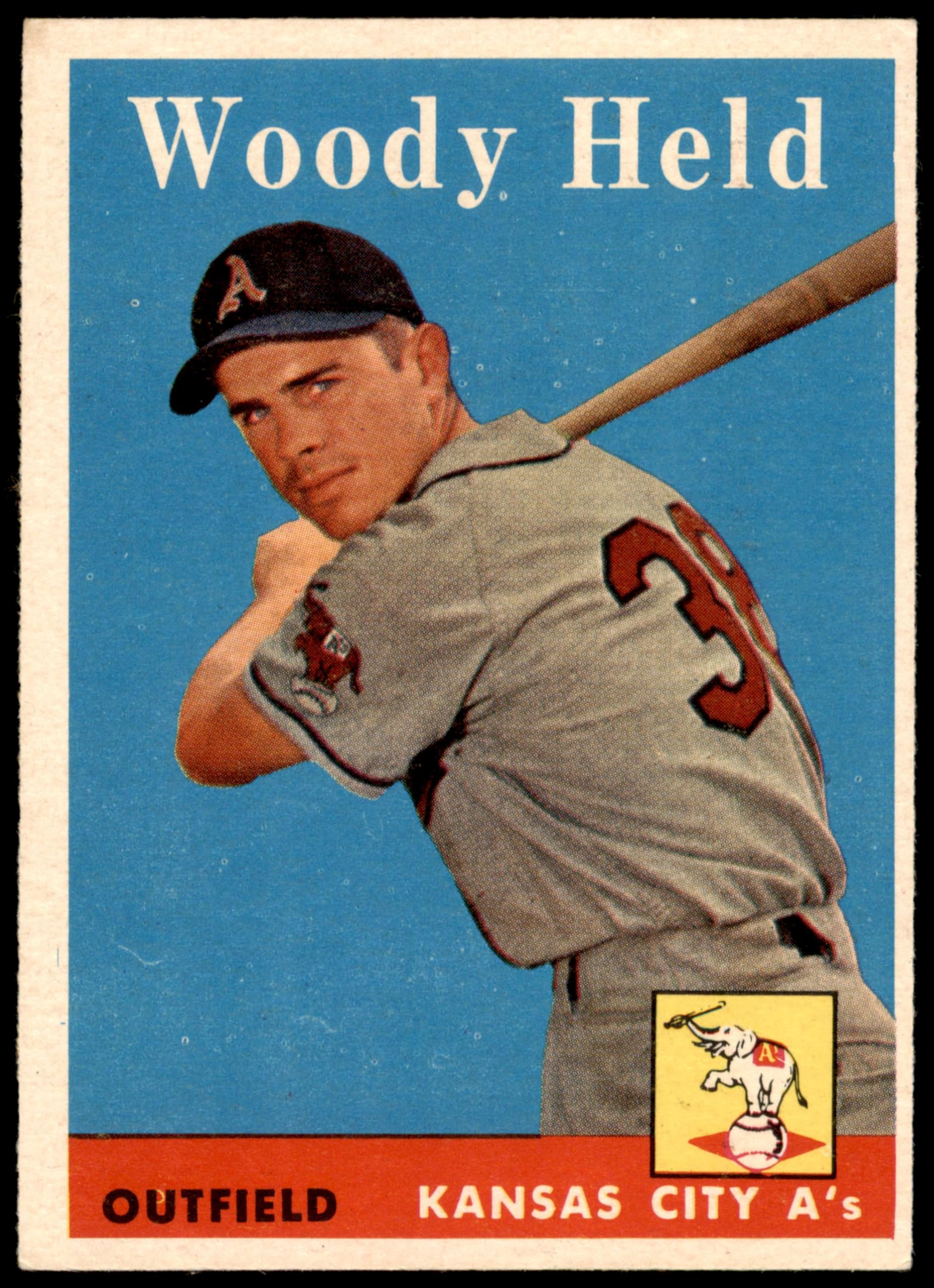 1958 Topps #202 Woodie Held Kansas City Athletics Baseball Card - Excellent Condition - Vintage MLB Collectible for Sports Memorabilia & Fan Display