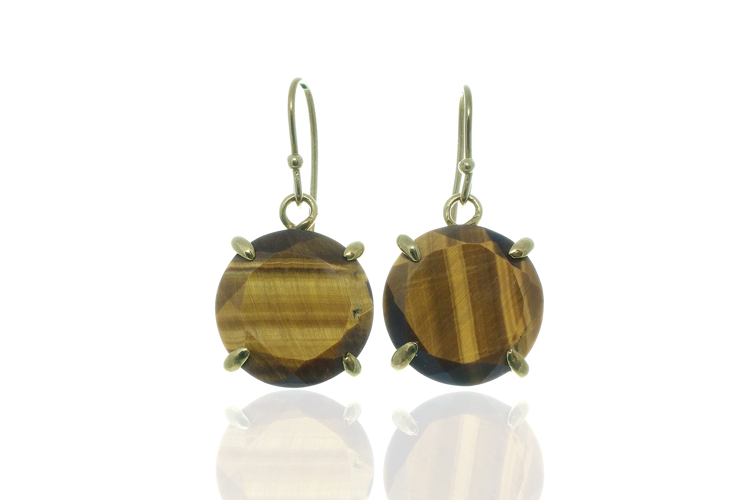 Tiger Eye Gemstone Earrings for Women - Elegant Large Dangling Statement Earrings | Handmade Anemone Jewelry | Perfect for Parties, Weddings & Special Occasions - Comes with Gift Box