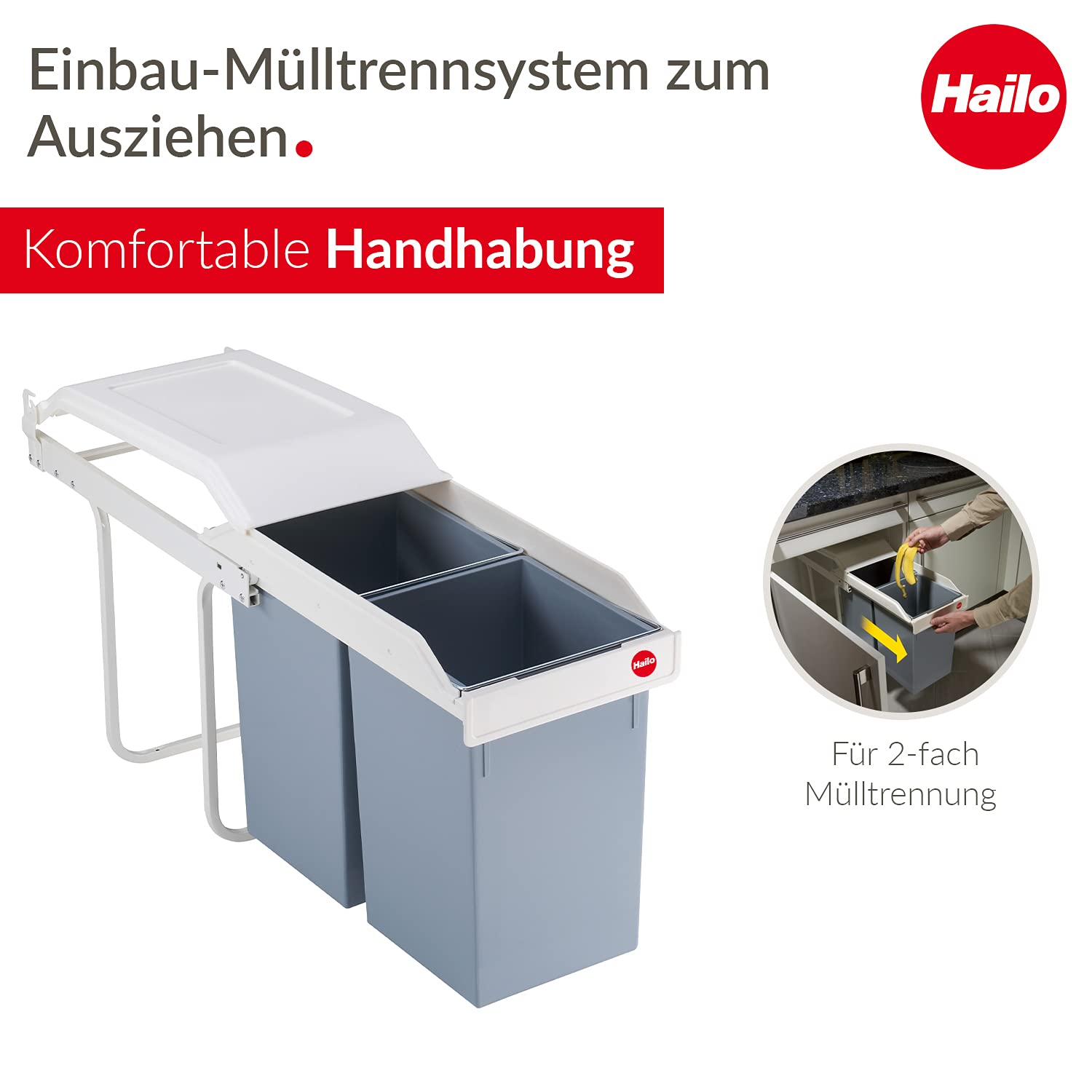 Hailo Multi-Box Duo L Pull-Out Trash Can - 11.8