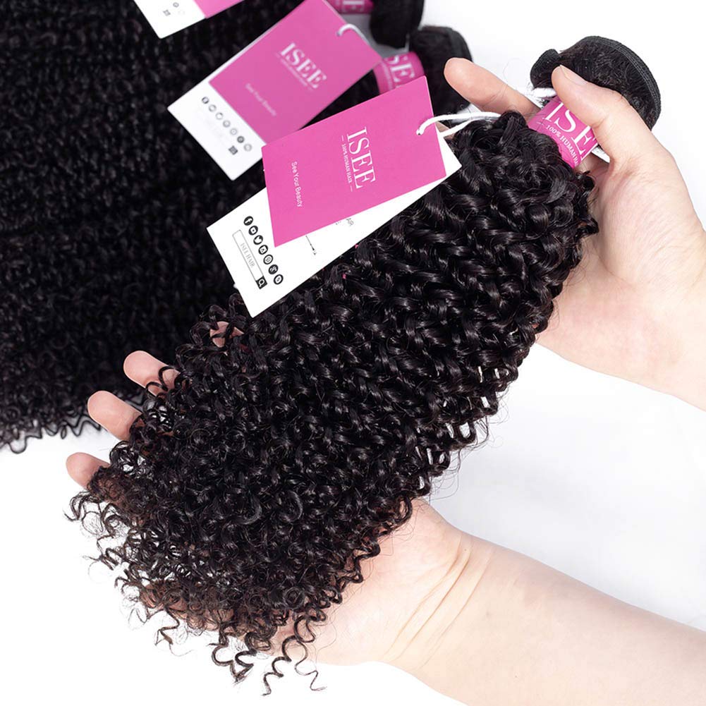 ISEE 100% Virgin Malaysian Deep Curly Jerry Curly Human Hair Extensions - 3 Bundles (26/26/26 Inch) | Unprocessed Natural Black Hair | Safe for Coloring & Styling | Perfect for Daily Wear, Special Occasions & Salon Styling