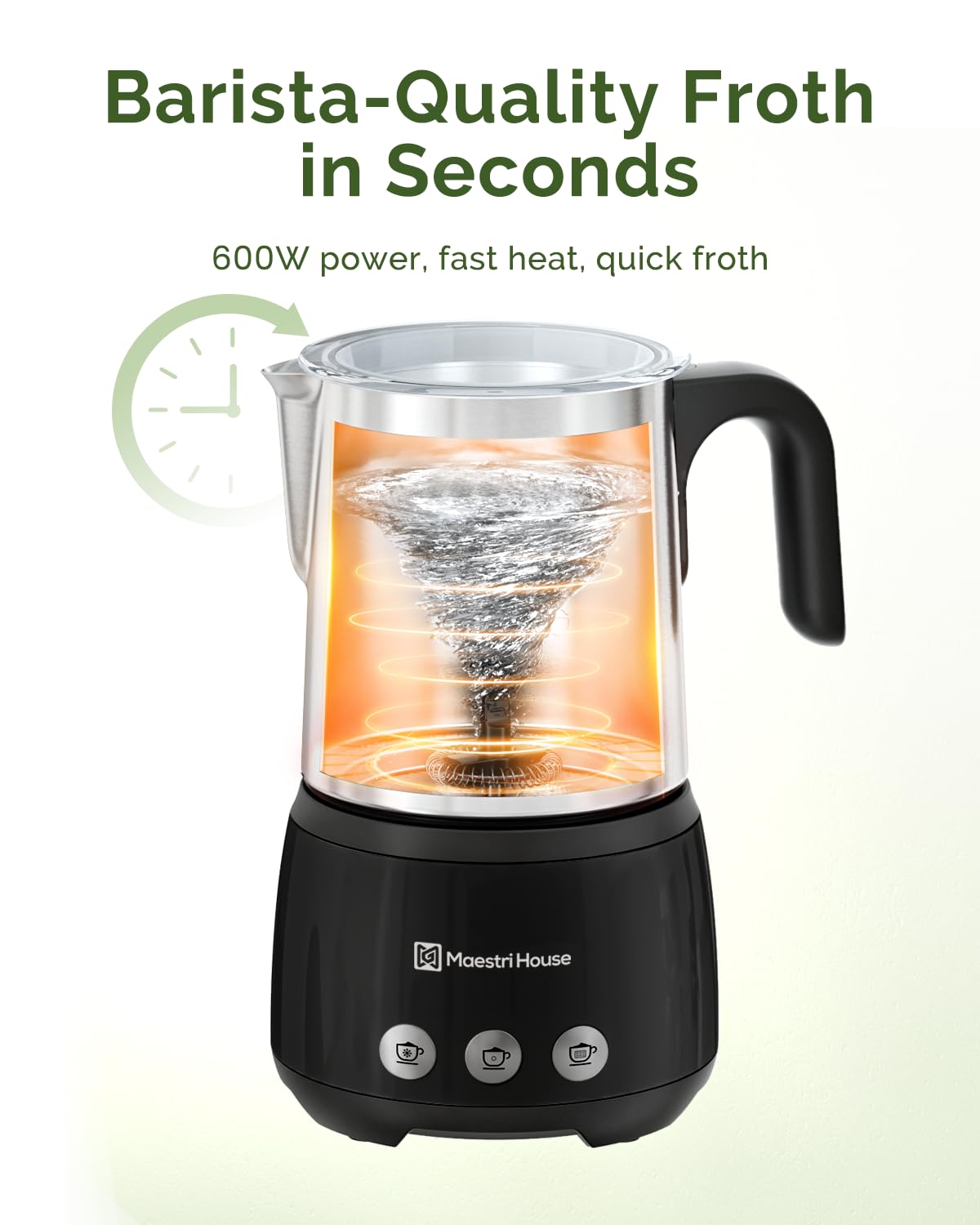 Maestri House 4-in-1 Electric Milk Frother and Steamer - 600W Smart Touch Control with Memory Function - 16.9OZ Hot & Cold Foam Maker for Latte, Cappuccino, Hot Chocolate - Perfect for Coffee Shops, Home Kitchen, and Office Use