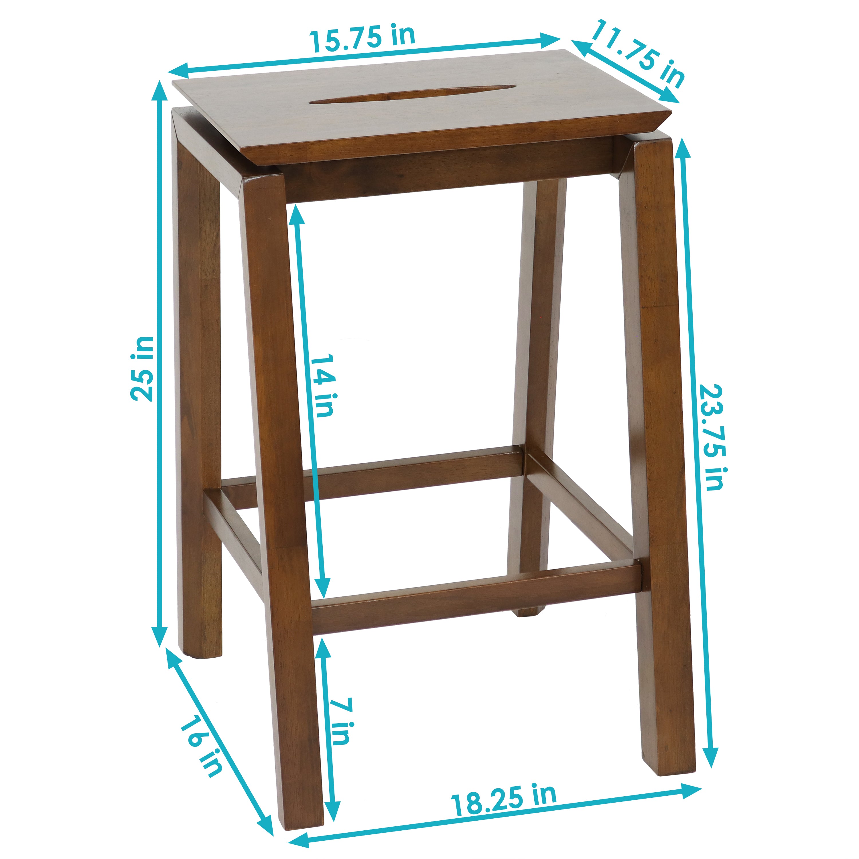 Sunnydaze Set of 2 Modern Counter Height Bar Stools - Dark Walnut Finish - Perfect for Kitchen Islands, Breakfast Bars & Home Decor