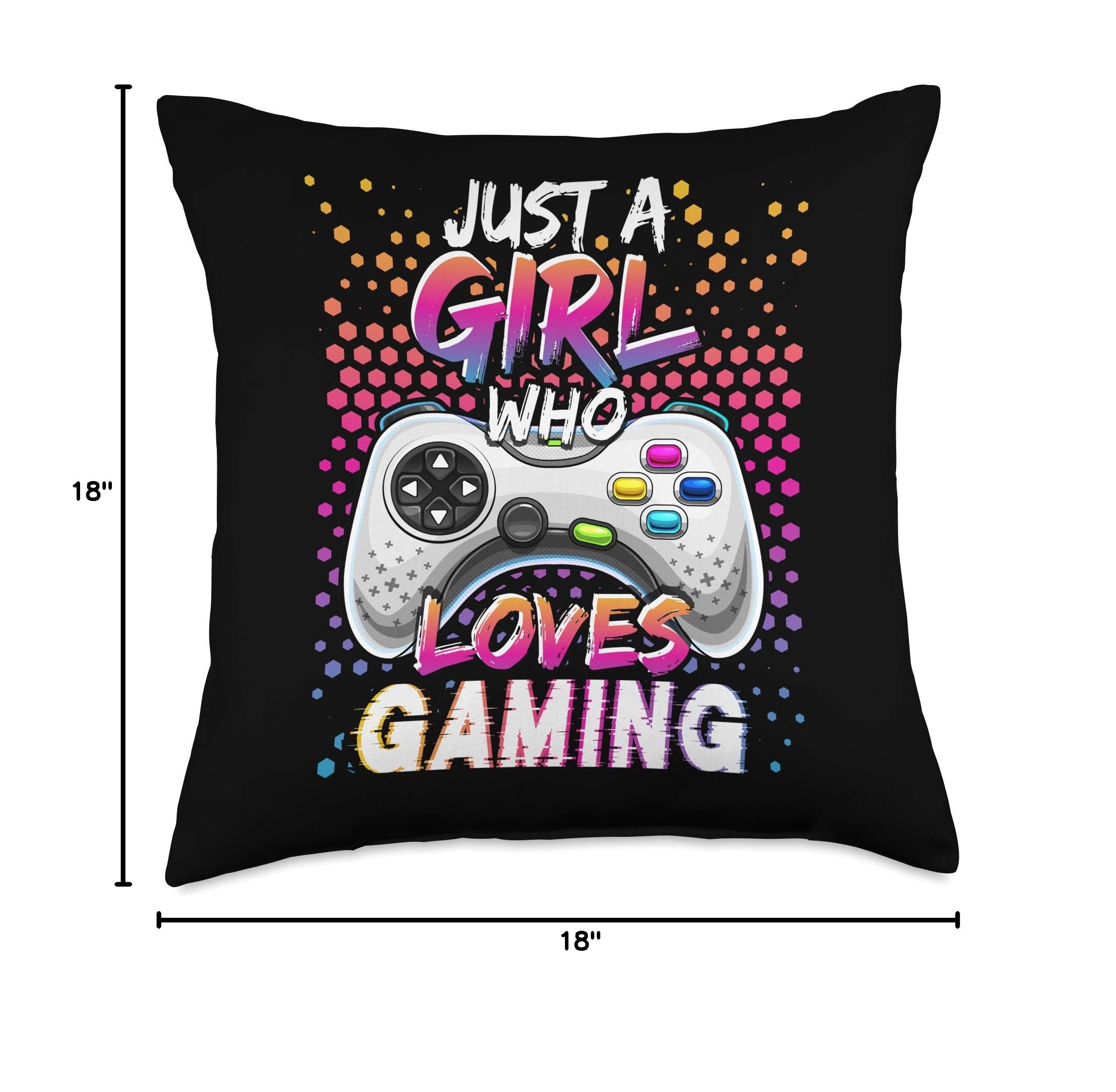 Gaming Room Decor for Girls - Cute Video Game Themed Throw Pillow - Perfect for Gamer Bedroom, Dorm Room & Streamer Setup
