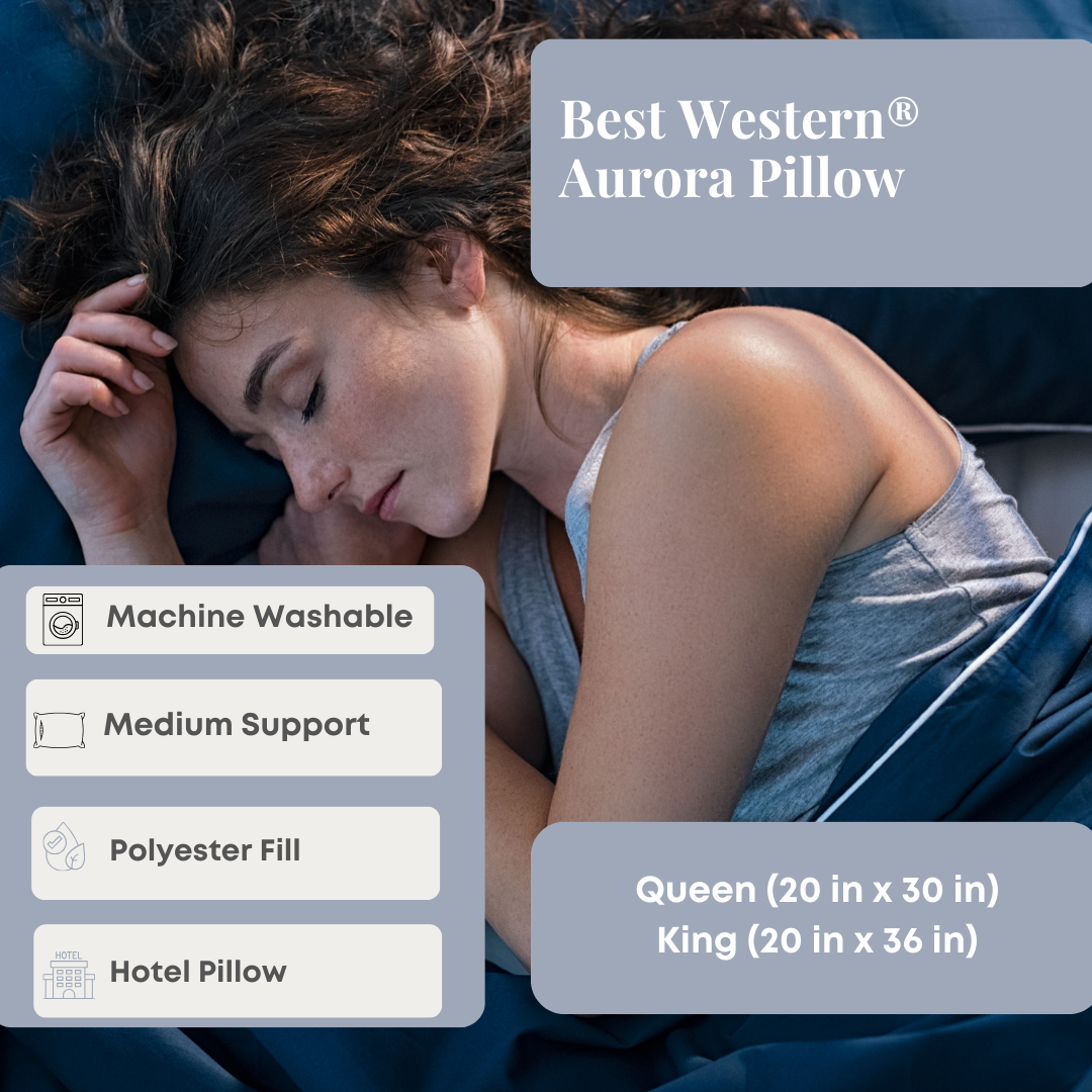 Best Western® Aurora Pillow - Medium Support Polyester Fiber Pillow for Side Sleepers & Back Pain Relief - Hotel Quality Comfort for Home Use