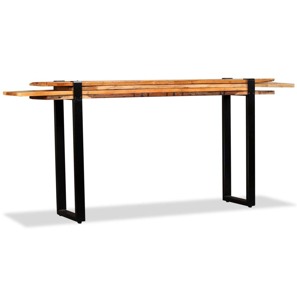 FAMIROSA Solid Reclaimed Wood Console Table - Adjustable Height Entryway Sofa Table for Living Room, Hallway & Bedroom Decor