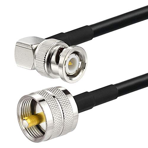 Superbat PL259 UHF Male to BNC Male Right Angle RG58 Coaxial Cable - 20ft High Performance CB Radio Jumper, Ham Radio Scanner & Antenna SWR Meter Cable - Perfect for Amateur Radio, CB Communication & Signal Testing