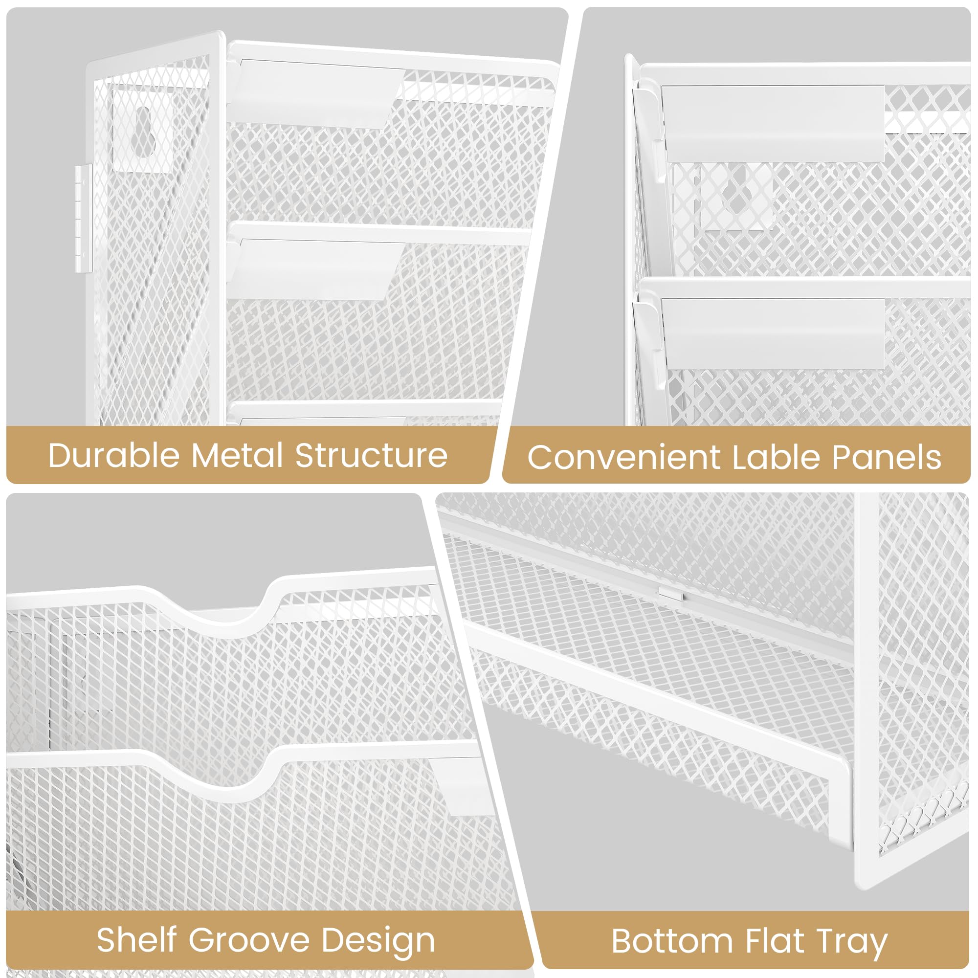 6-Tier Hanging File Organizer with Hooks - Wall Mount Mesh Magazine & Paper Folder Holder for Office, Home & School - Perfect for Organizing Mail, Documents & Office Supplies (White)