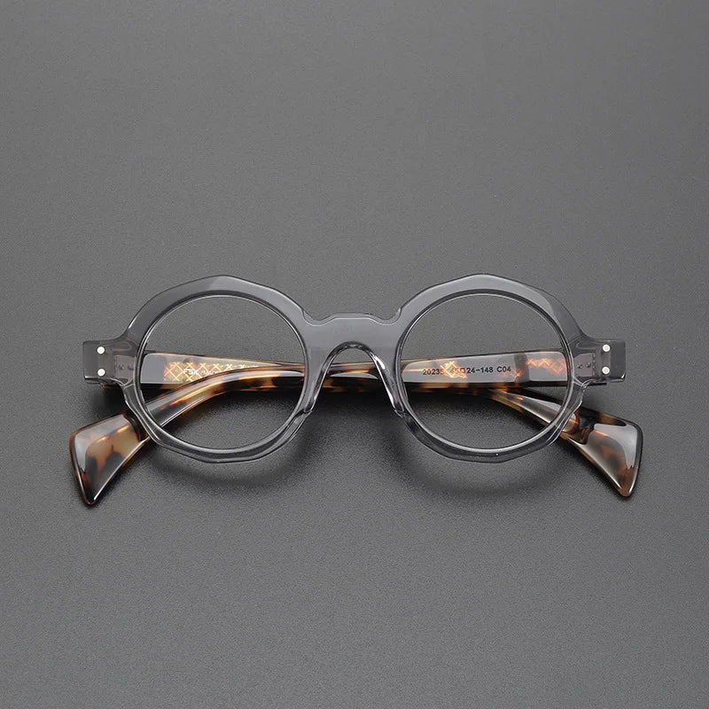 CCspace Unisex Full Rim Large Round Acetate Eyeglasses 57333 - Stylish & Lightweight Glasses for Men & Women - Perfect for Reading, Driving & Fashion Accessories