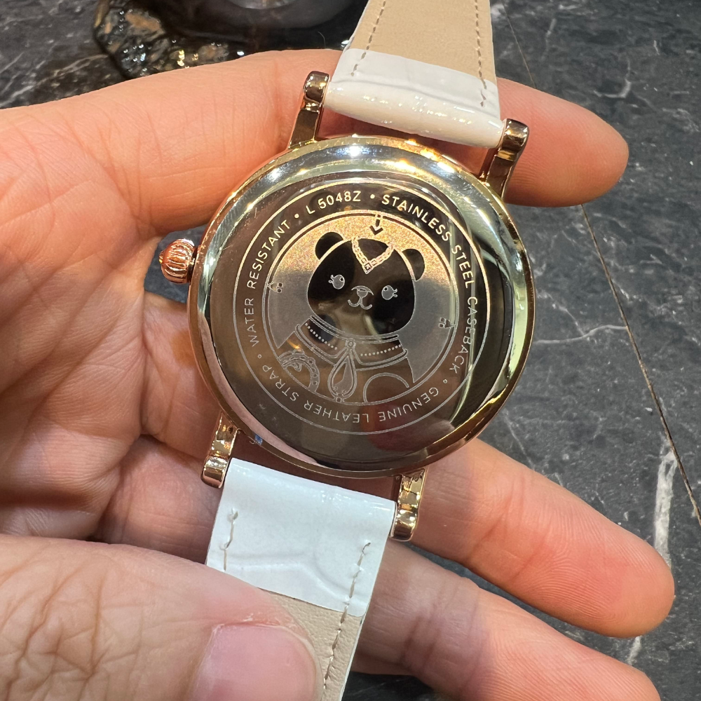 AG Collective Women's White Leather Strap Watch L 5048 RGW RG - Elegant Timepiece for Office, Party & Everyday Wear