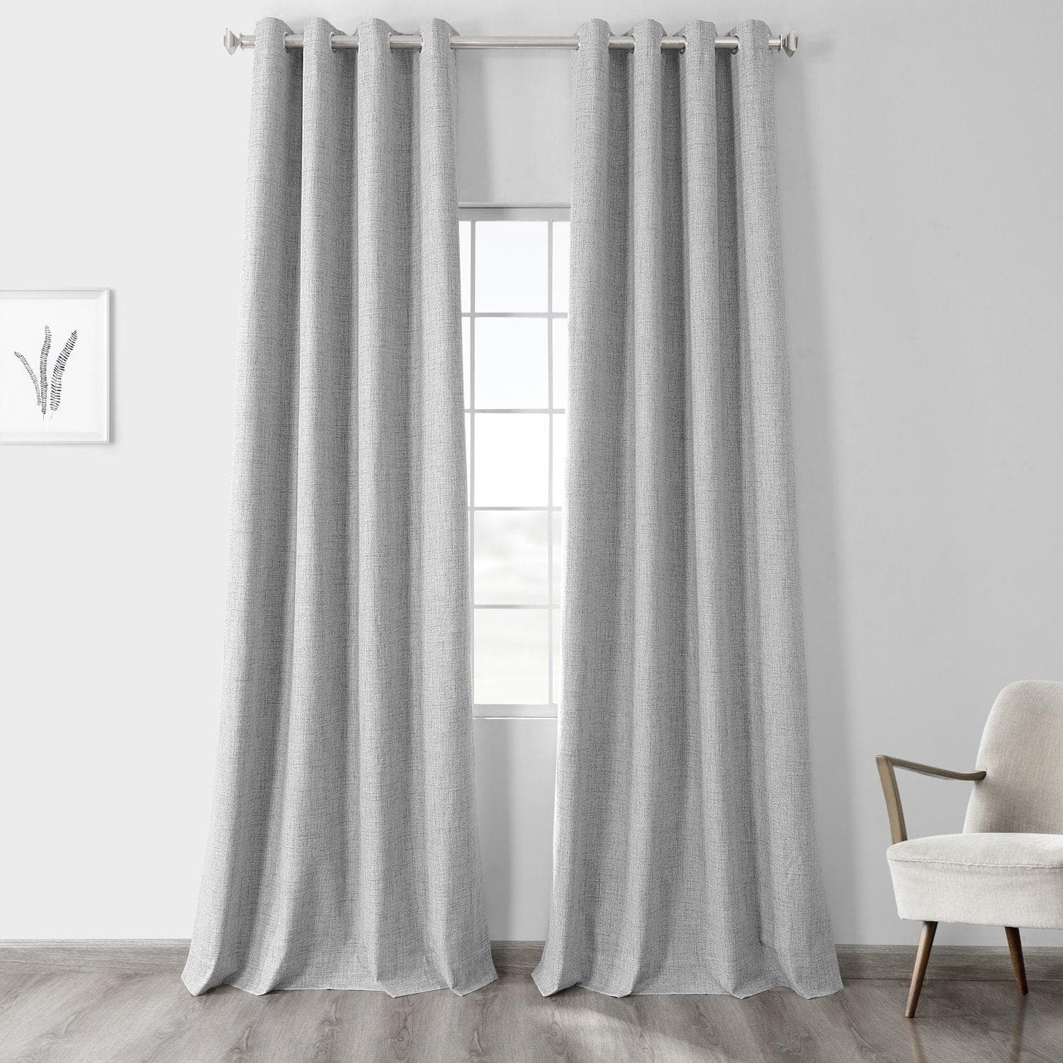 Millennial Grey Blackout Curtains with Grommet Top - Thermal Insulated Linen Weave Window Drapes for Bedroom & Living Room