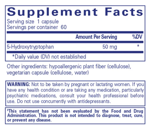 5 HTP 50 mg Supplement (5-Hydroxytryptophan) - Natural Mood Support & Sleep Aid for Stress Relief & Anxiety Management - Vegan Capsules for Relaxation & Serotonin Boost
