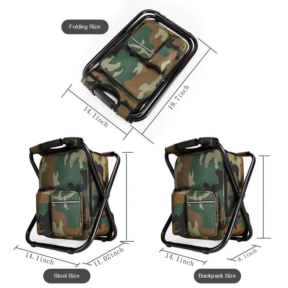 Portable Folding Camping Stool with Insulated Cooler Bag - Lightweight Hiking Chair for Outdoor Picnics, Hunting & Backpacking Trips