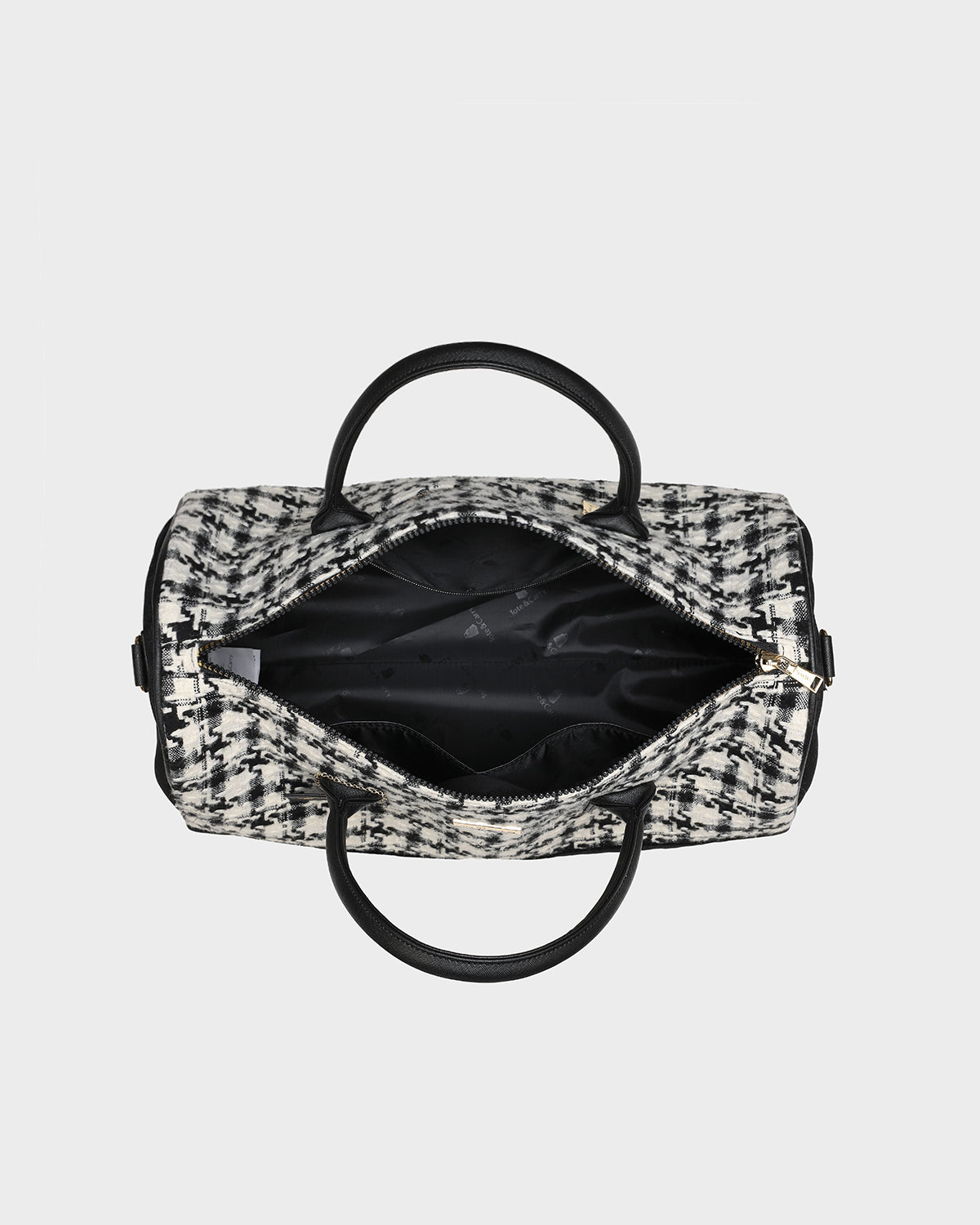 Stylish Black & White Houndstooth Duffle Bag for Travel, Gym & Weekend Getaways - Water-Resistant Carry-On Luggage for Men & Women