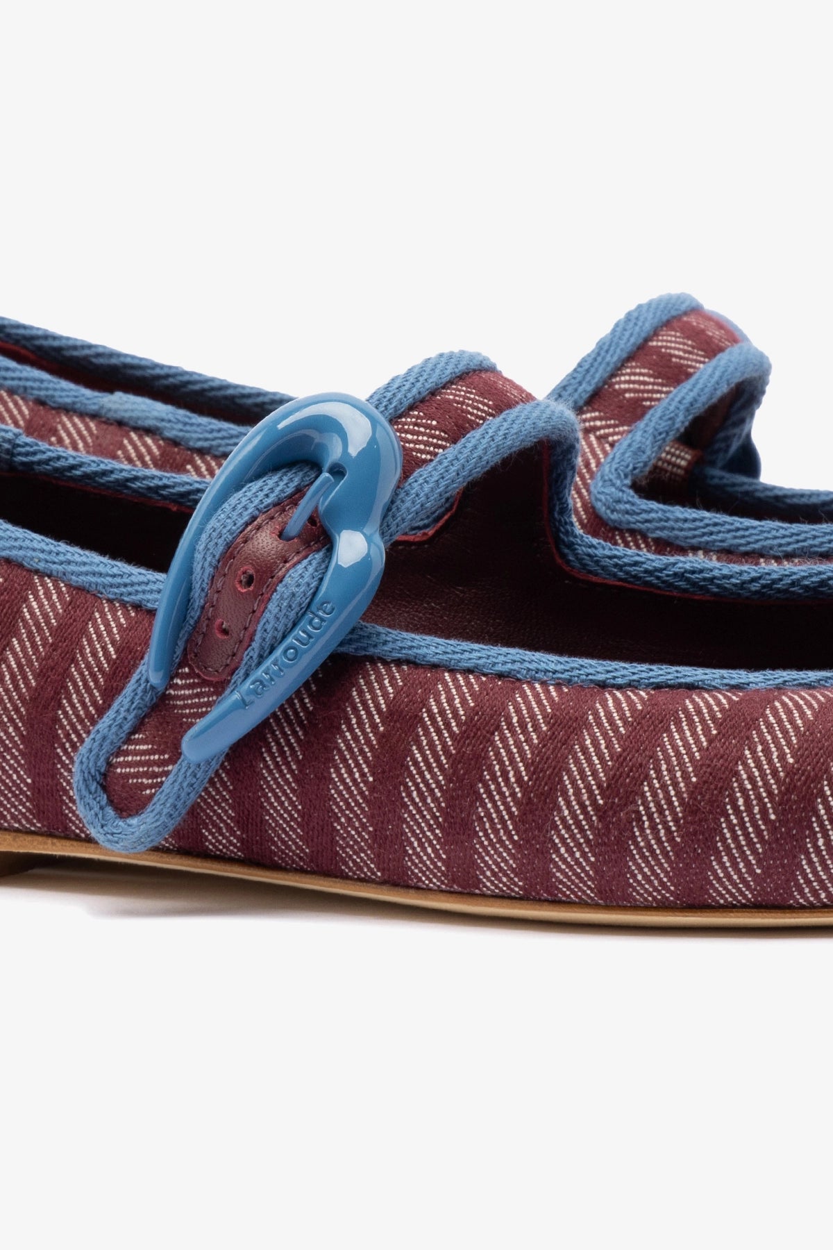 Verona Ballet Flat Shoes for Women - Wine Striped Fabric with Blue Stoned Trimming | Comfortable & Stylish for Work, Party & Casual Wear