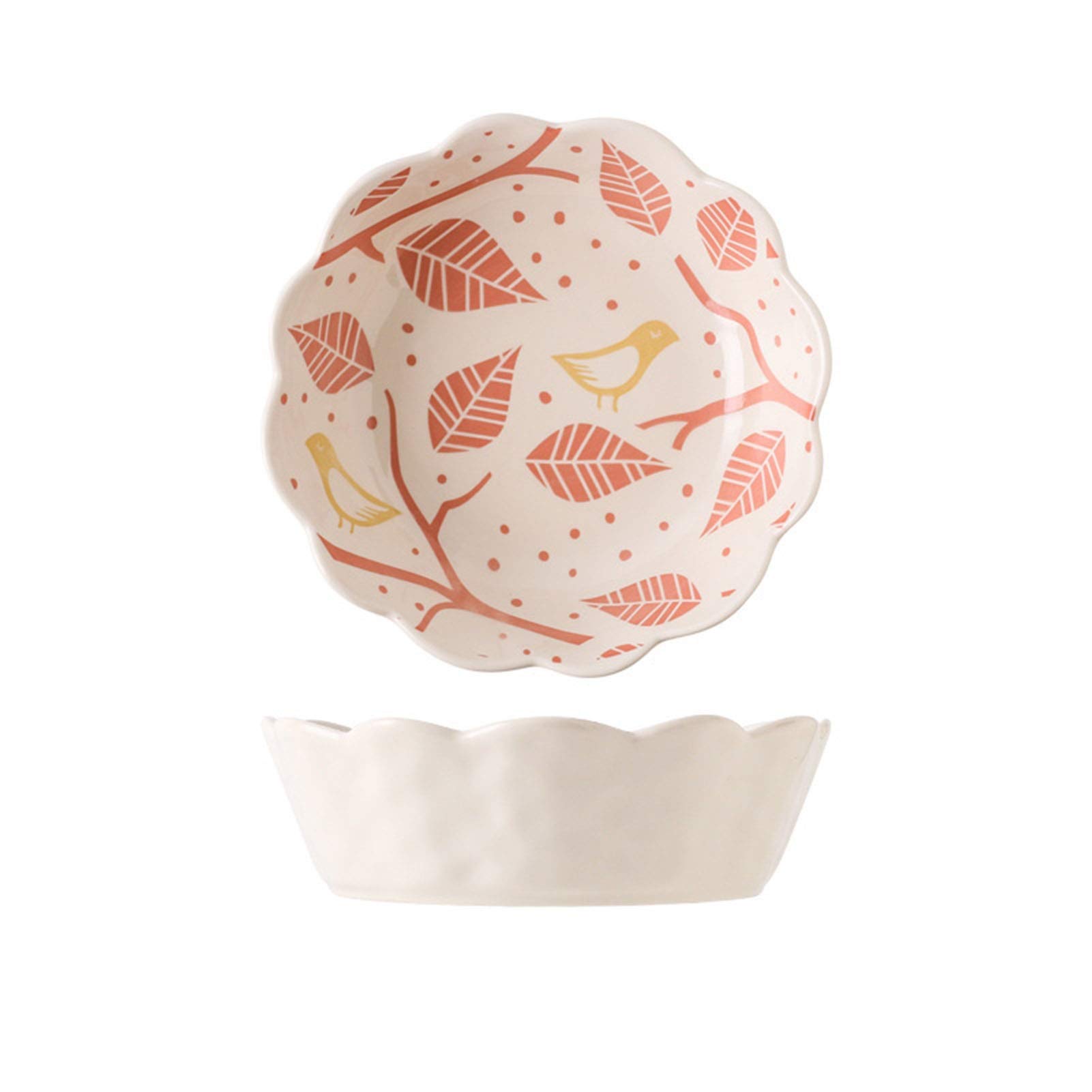 Ceramic 8-Inch Large Lotus Embossed Cereal Bowl Set - Cute Fruit Salad, Baked Rice, Soup Bowls for Kitchen & Dining | Durable Dinnerware Plates & Dishes for Everyday Meals, Entertaining, and Restaurant Use (Color: E)
