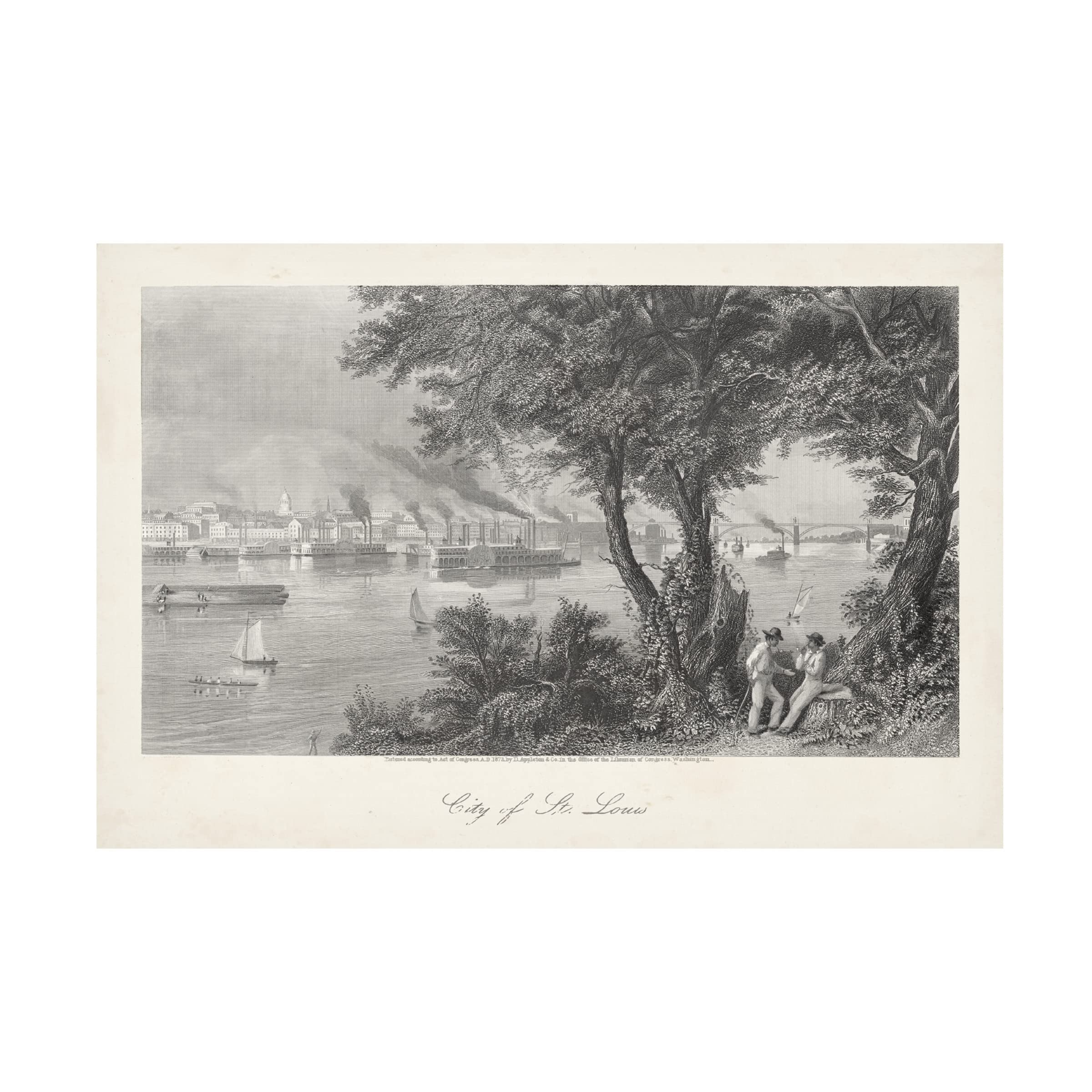 Trademark Fine Art 'City of St Louis' Canvas Wall Art Print by William Cullen Bryant - Vintage Urban Landscape Painting for Living Room & Office Decor