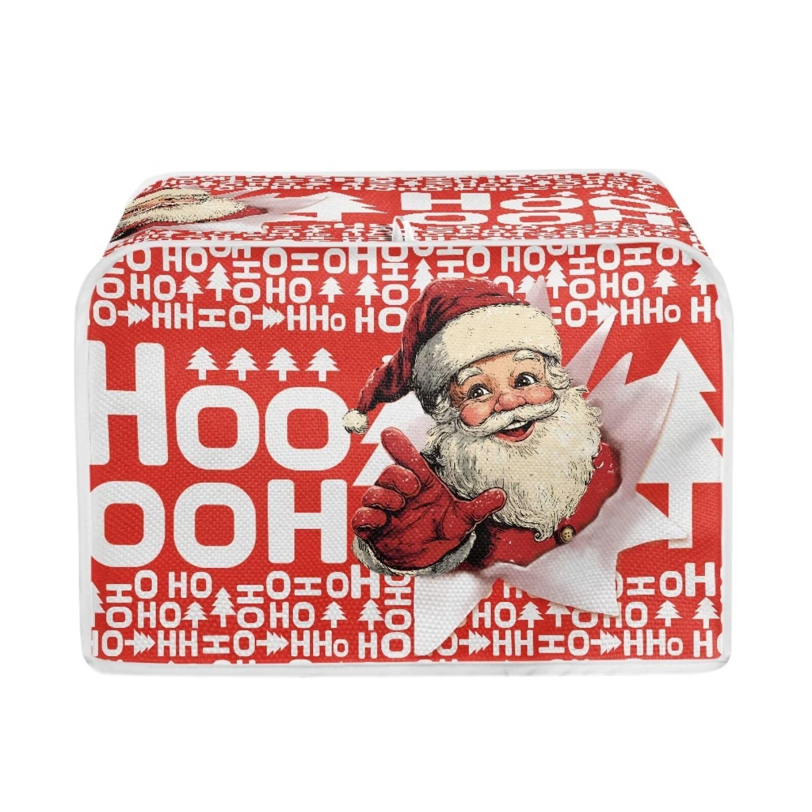 Christmas Santa HO 2 Slice Toaster Cover - Washable & Anti-Scratch Bread Maker Protector for Kitchen Appliances - Perfect for Holiday Baking & Gift Giving (Red)