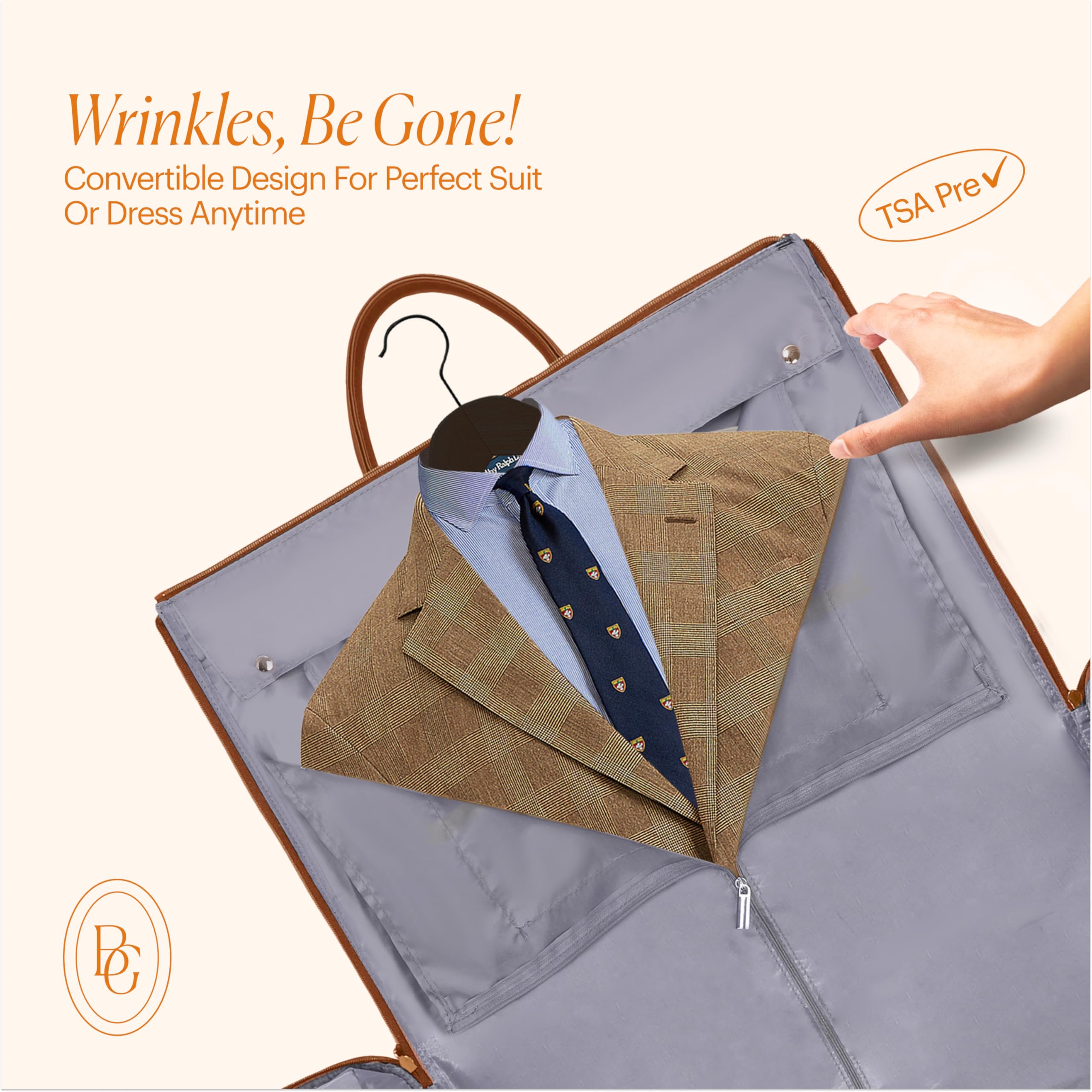 Convertible Travel Garment Bag for Suits & Dresses - Foldable Carry On Duffle Bag with Shoulder Strap | Perfect for Business Trips, Weddings & Airplane Travel