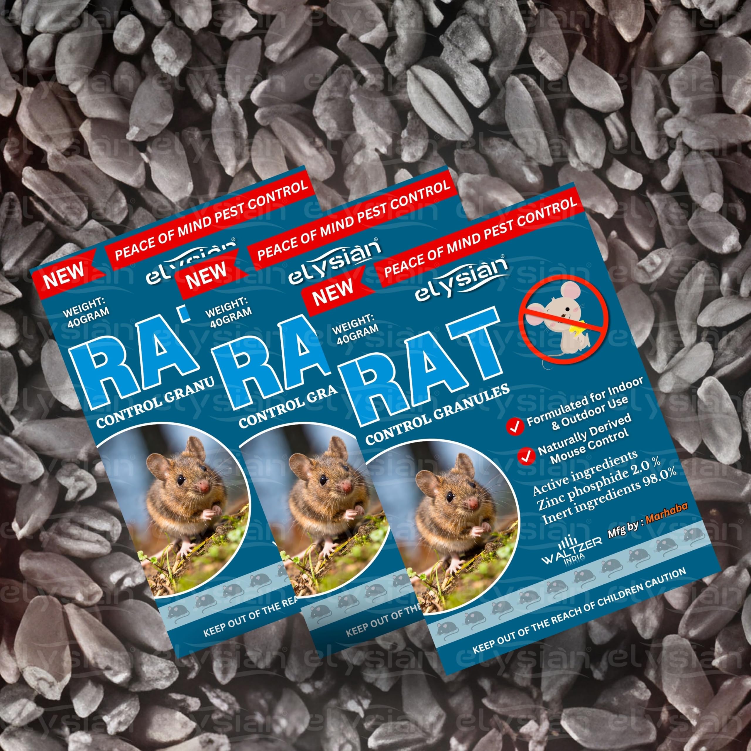 Elysian 40g Rat Poison Granules - Highly Effective Mouse Control Pellets for Home, Kitchen, Garden, Warehouse & Garage | Rodent Repellent for Indoor & Outdoor Use