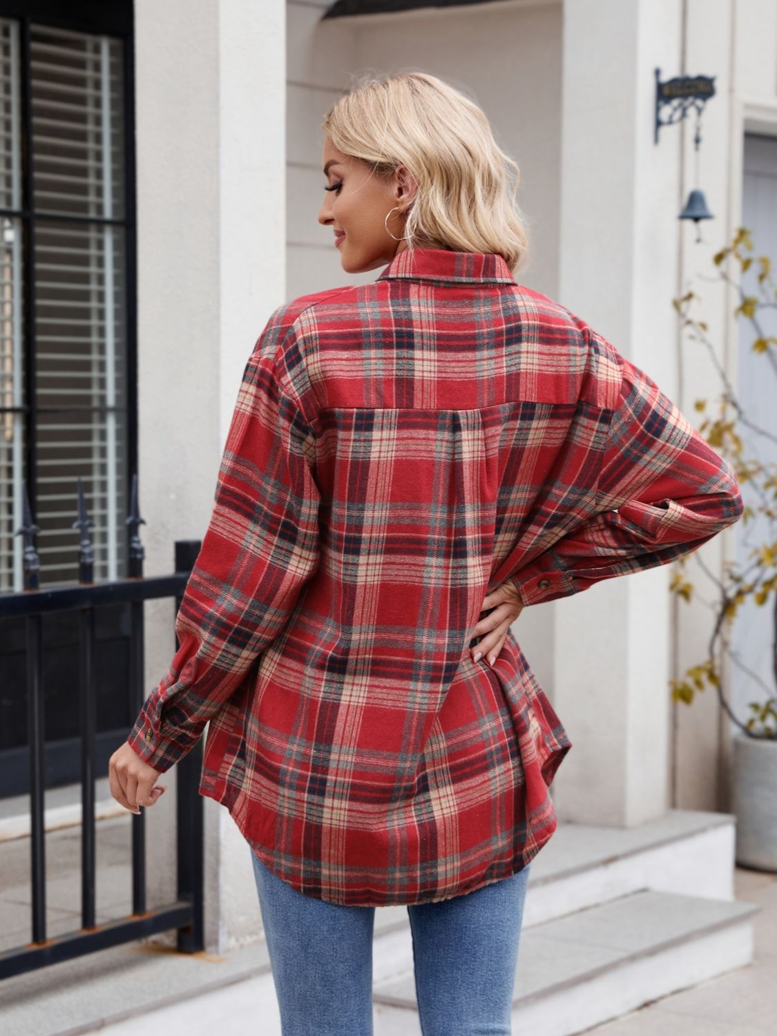 Mandy Plaid Button-Up Long Sleeve Shirt for Women - Stylish Casual & Office Wear - Perfect for Fall, Winter & Layering Outfits
