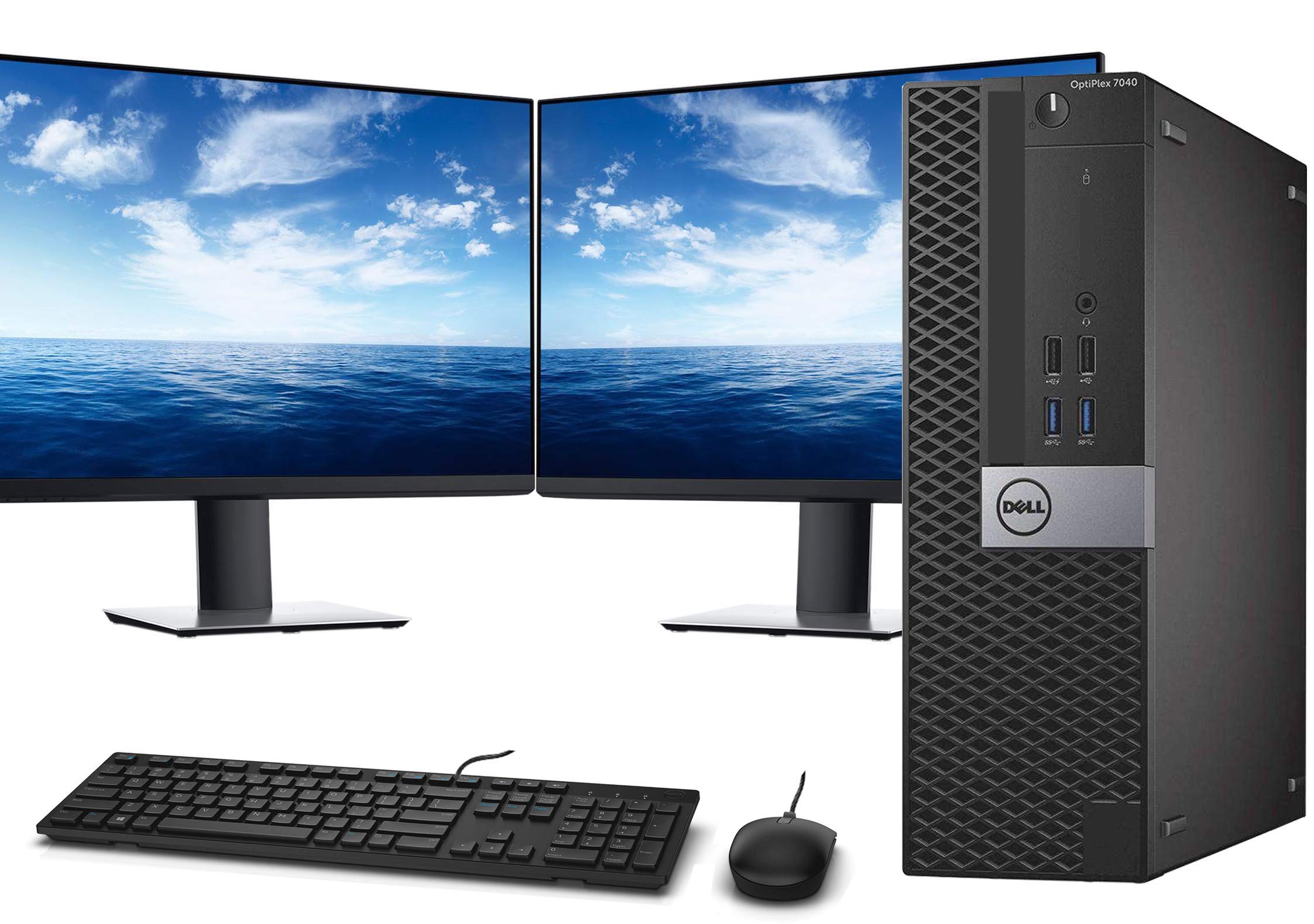 Refurbished Dell OptiPlex 7040 SFF Desktop PC - Intel Core i5-6500 3.2GHz, 16GB RAM, 256GB NVMe SSD, WiFi, Bluetooth, HDMI - Includes Keyboard & Mouse, Dual 19