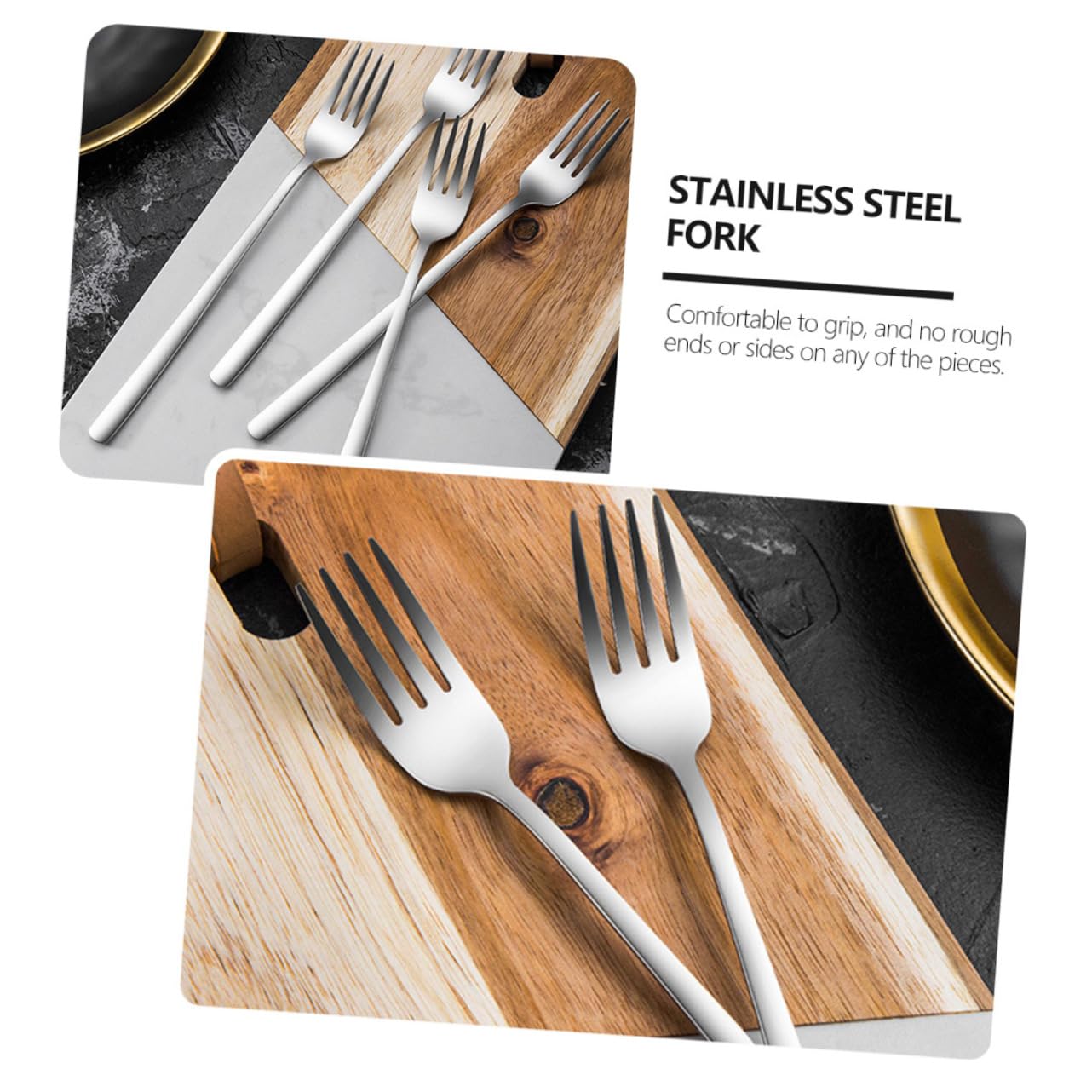 4Pcs Heavy Duty Stainless Steel BBQ Forks - Professional Grilling & Serving Utensils for Kitchen, Outdoor BBQ, Restaurants & Home Dining - Perfect for Steak, Meat, Vegetables & Party Serving