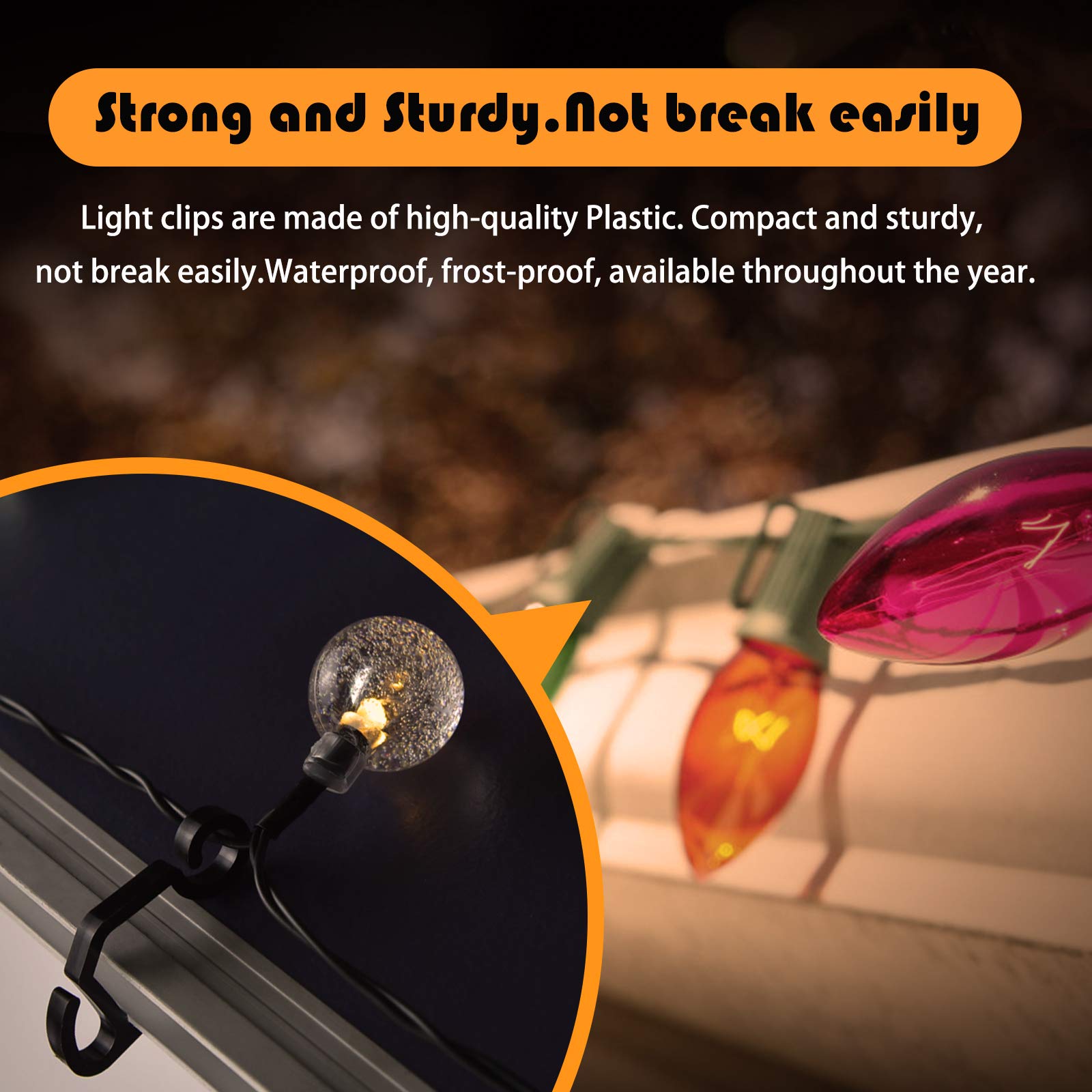 Mini Plastic Gutter Hooks 100pcs - Outdoor Christmas Light Clips for Holiday & Party Decorations