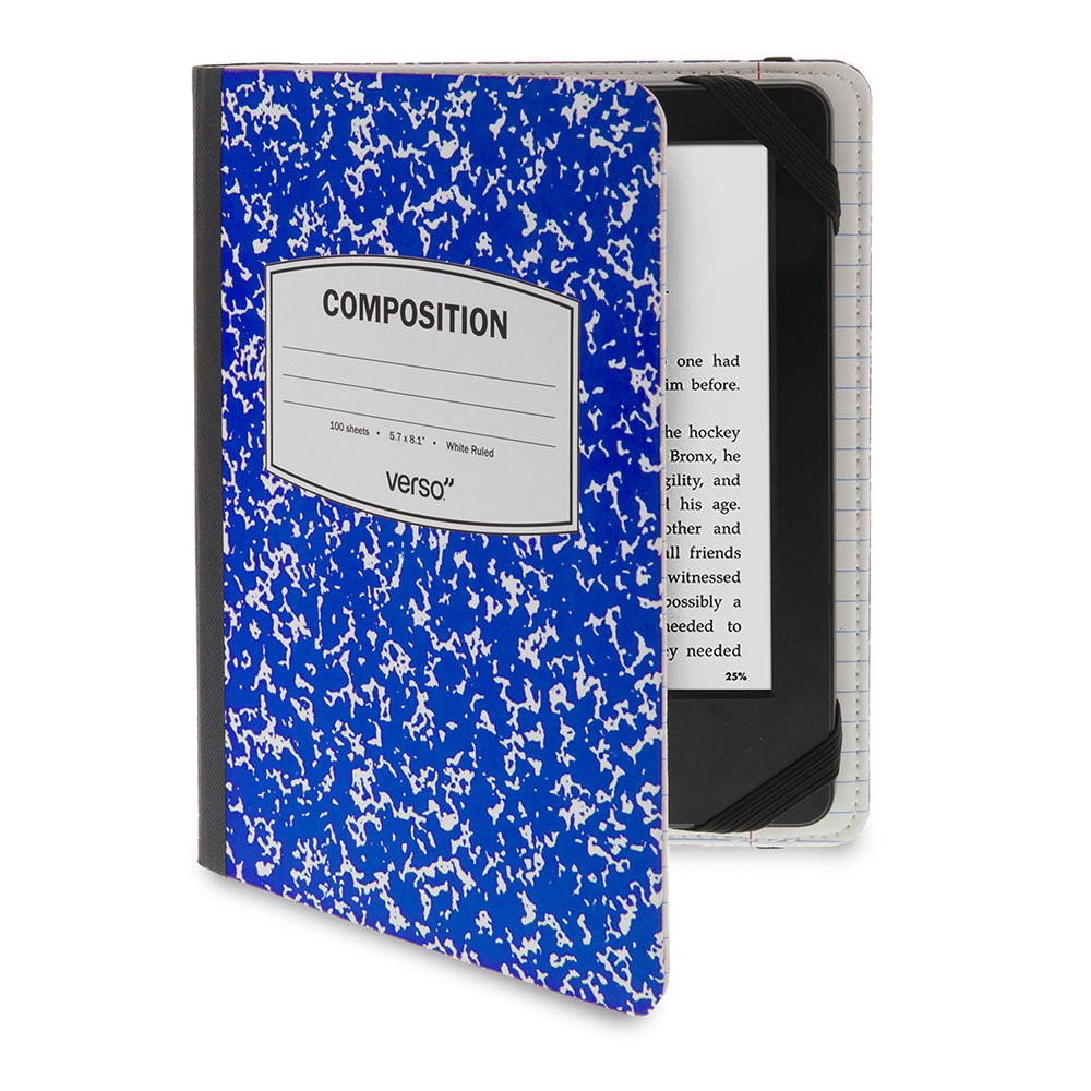 Verso Kindle Case - Classic Blue Composition Book Folio Protective Cover for Amazon Kindle (Compatible with Kindle Paperwhite, Kindle & Kindle Touch) | Durable Reading Protection for School, Travel & Daily Commute