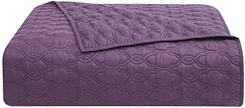 BOURINA 3-Piece King Size Quilt Set - 108x92 Inches Lightweight Microfiber Bedspread Coverlet in Purple | Perfect for Master Bedroom, Guest Room & Cozy Home Decor