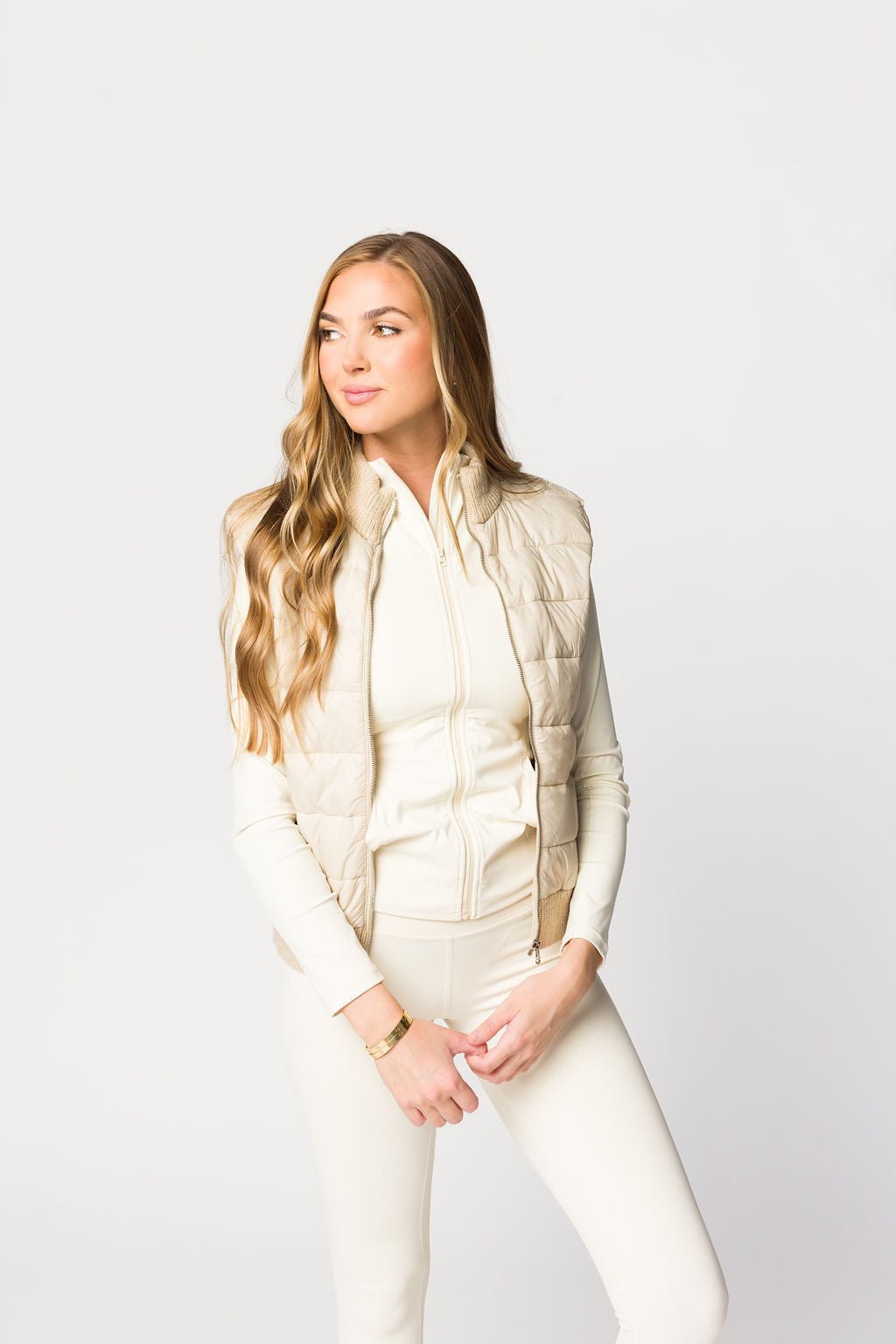 Women's Light Taupe Miley Puffer Vest - Warm Winter Fashion Jacket for Outdoor Activities & Casual Wear