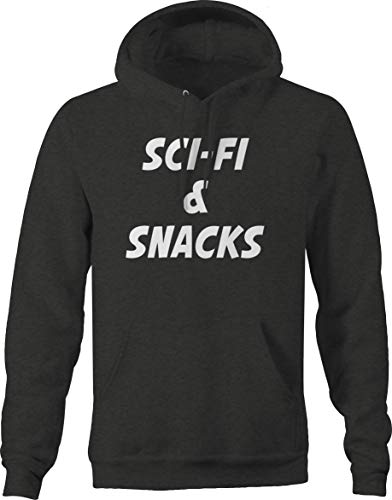 Sci-Fi Snack Hoodie for Men - Large Dark Grey Gaming Sweatshirt | Perfect for Movie Nights, Gaming Sessions & Geek Culture