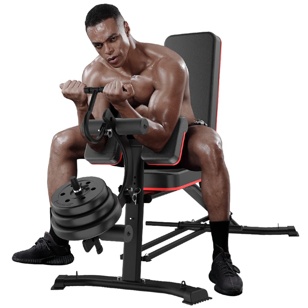 EASY BIG Adjustable Weight Bench with Leg Extension - Multi-Position Strength Training Bench for Dumbbell Exercises, Ab Workouts & Home Gym (Ideal for Full-Body Workouts & Small Spaces)