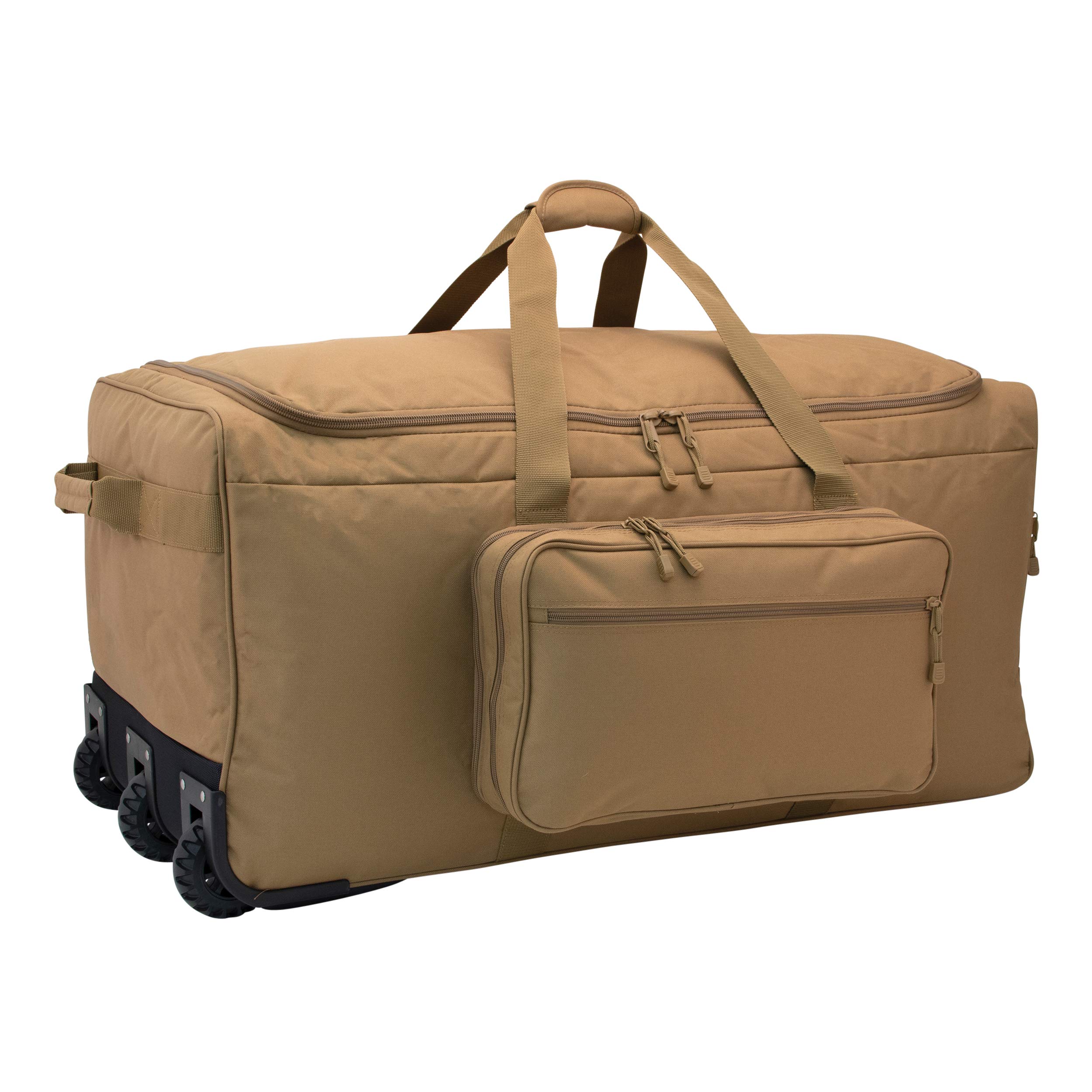 Mercury Tactical Gear Monster™ Rolling Duffle Bag - Heavy Duty Wheeled Travel Duffel for Men & Women (Coyote) - Perfect for Military Deployment, Gym Gear & Airplane Luggage