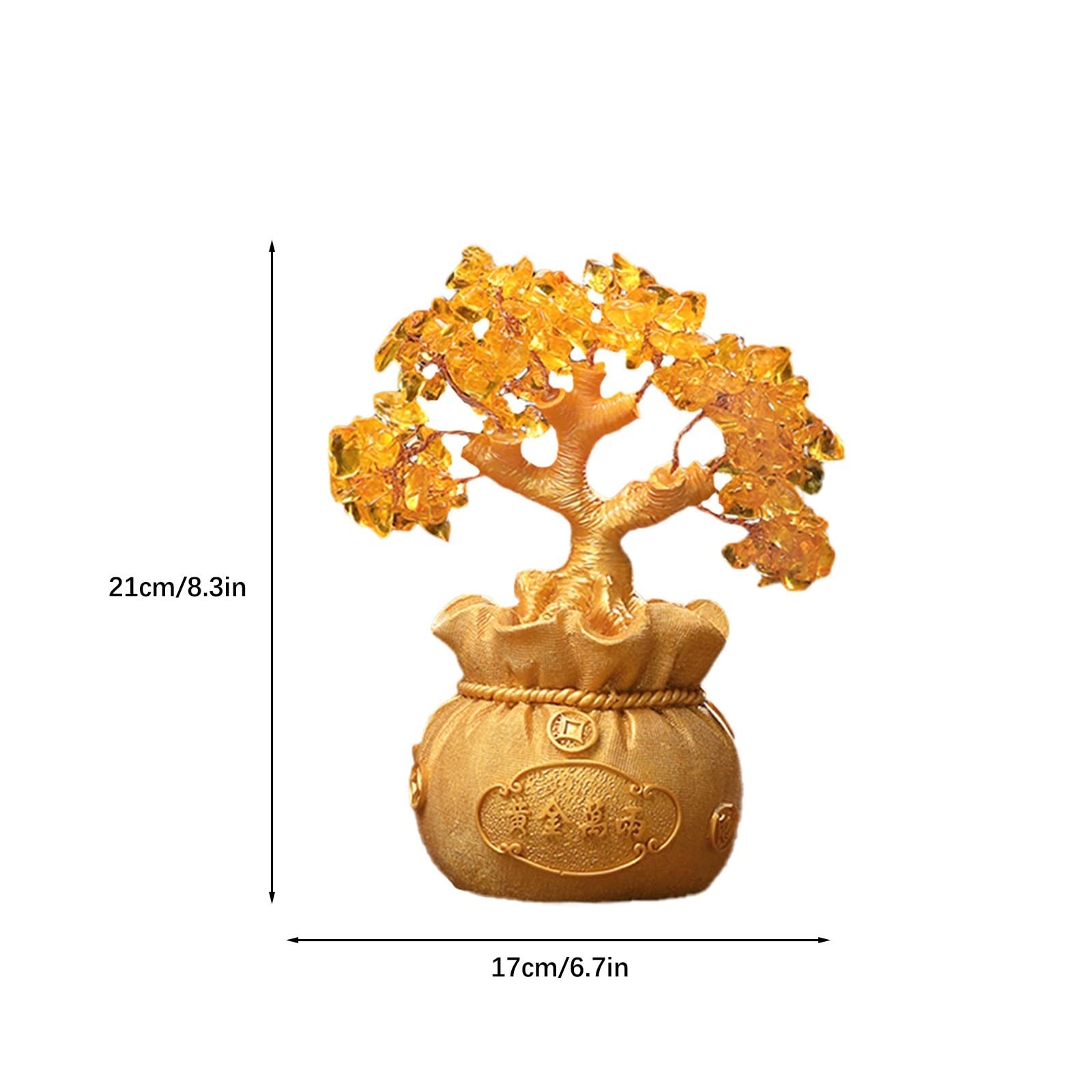 Lucky Money Tree Resin Sculpture - Feng Shui Crystal Bonsai with Gemstone Leaves for Home & Office Desk Decor | Perfect for Wealth Attraction & Positive Energy