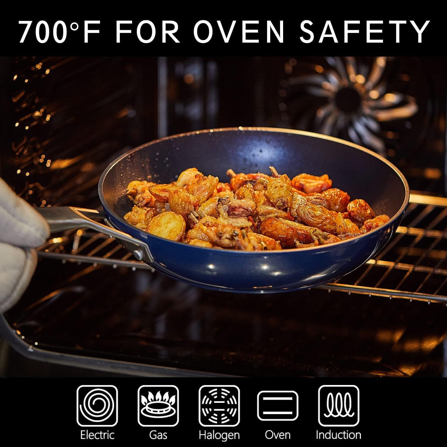 **MsMk Non-Stick Frying Pan Set with Lid - 12-Inch Blue Titanium & Diamond Coated Skillet - Durable, Even Heating, Easy Clean - Induction Compatible - Perfect for Sautéing, Frying & Cooking Healthy Meals**